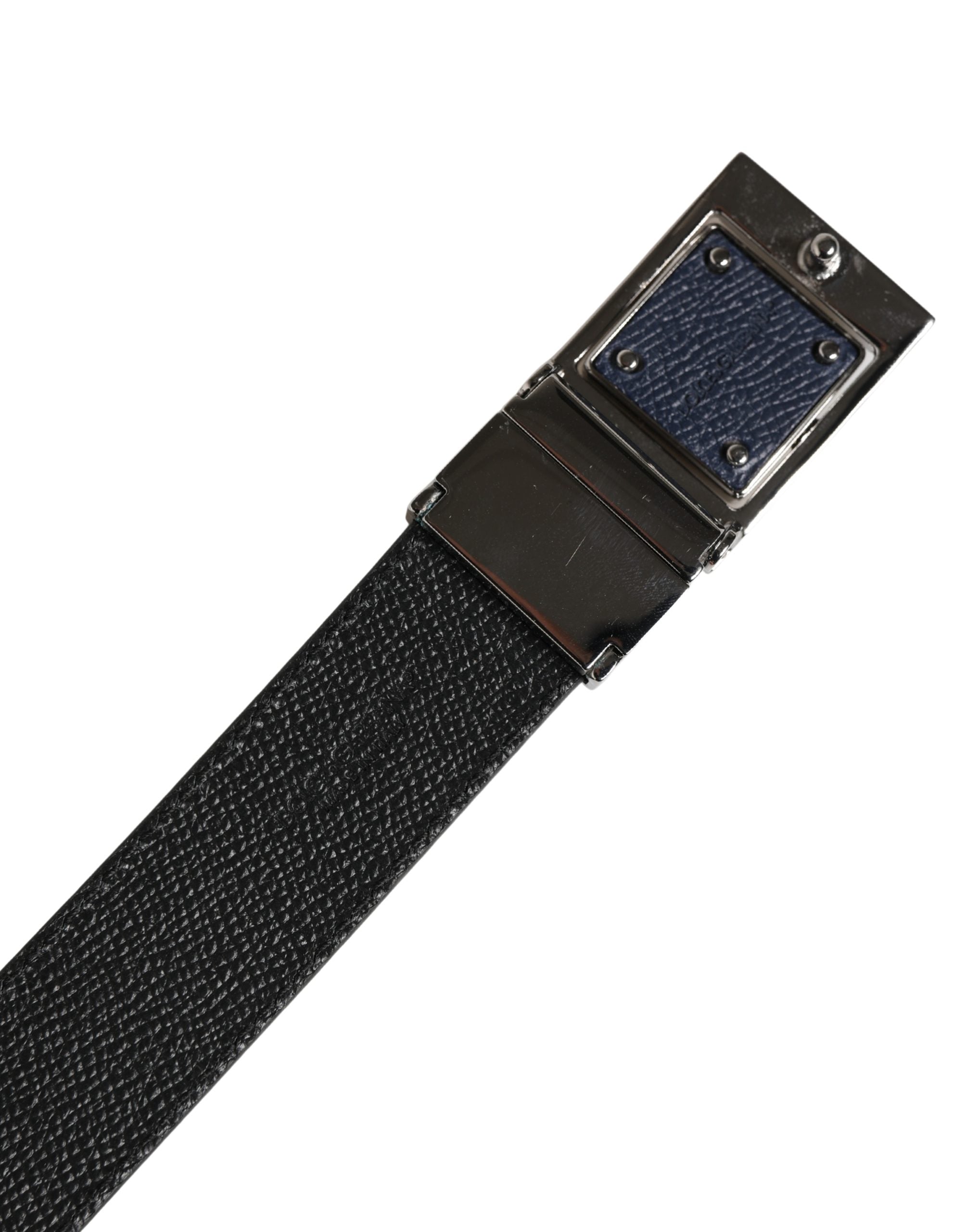 Dolce & Gabbana Men Blue Calfskin Leather Square Buckle Belt