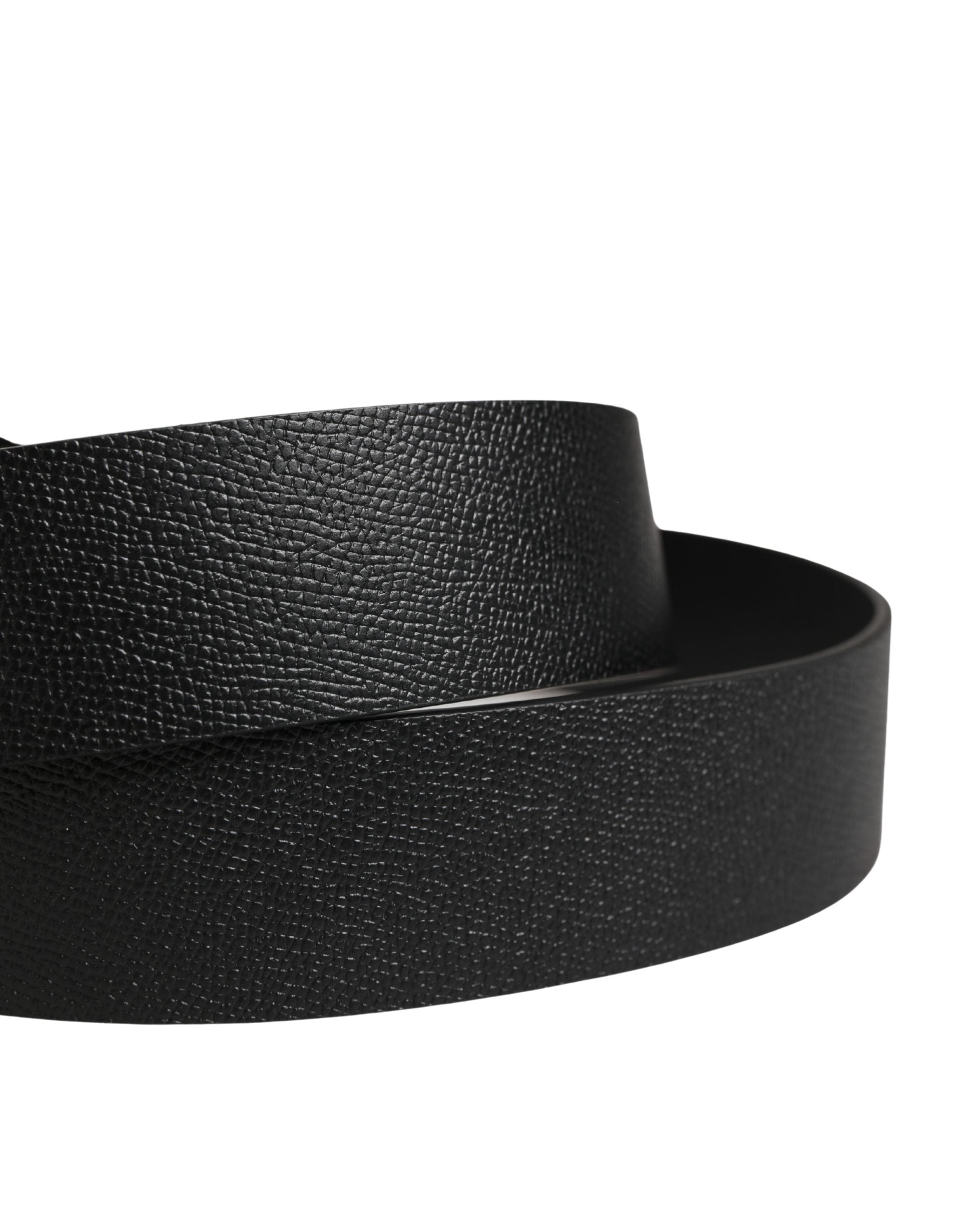 Dolce & Gabbana Men Black Classic Leather Metal Buckle Belt