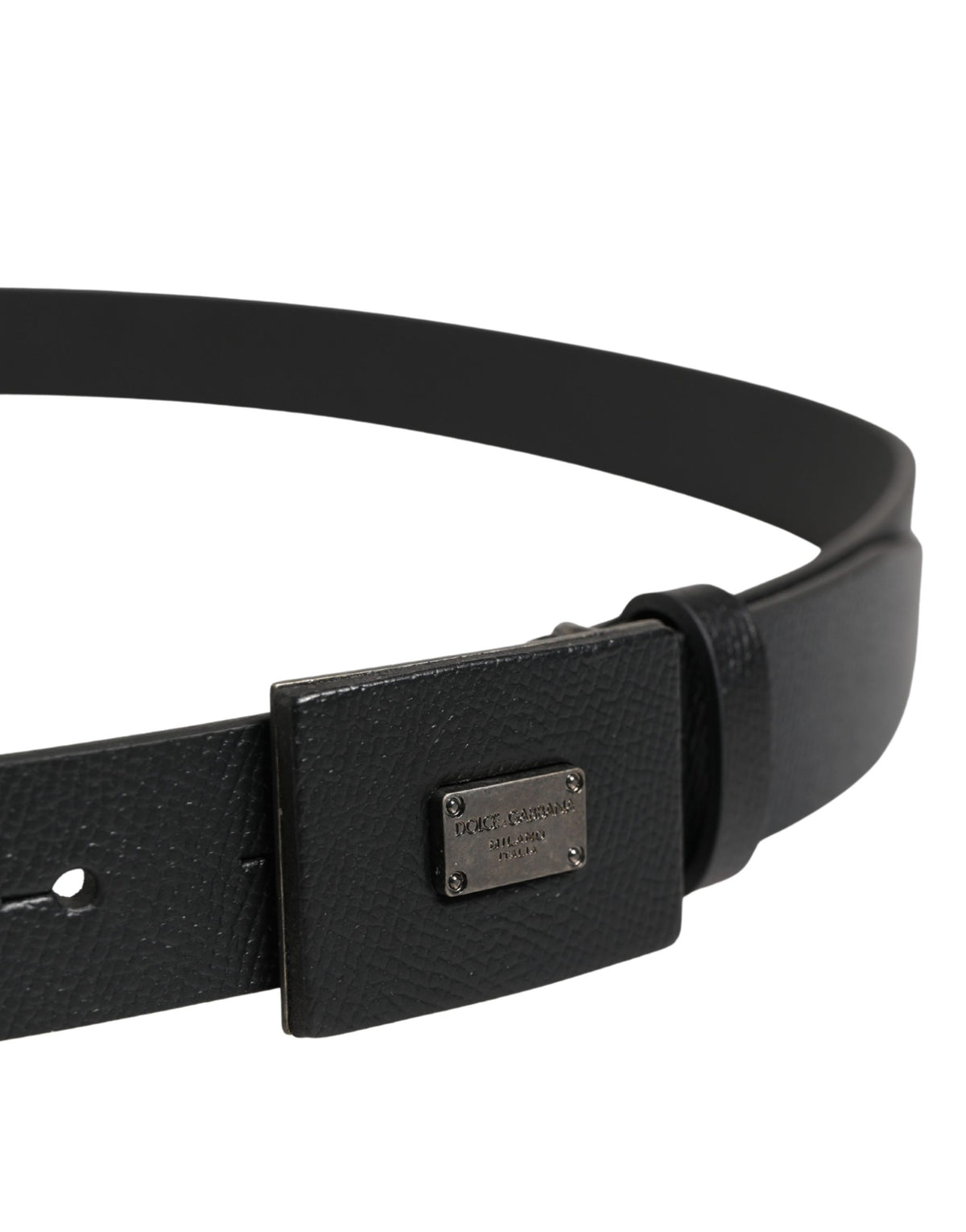 Dolce & Gabbana Men Black Calfskin Leather Square Buckle Belt