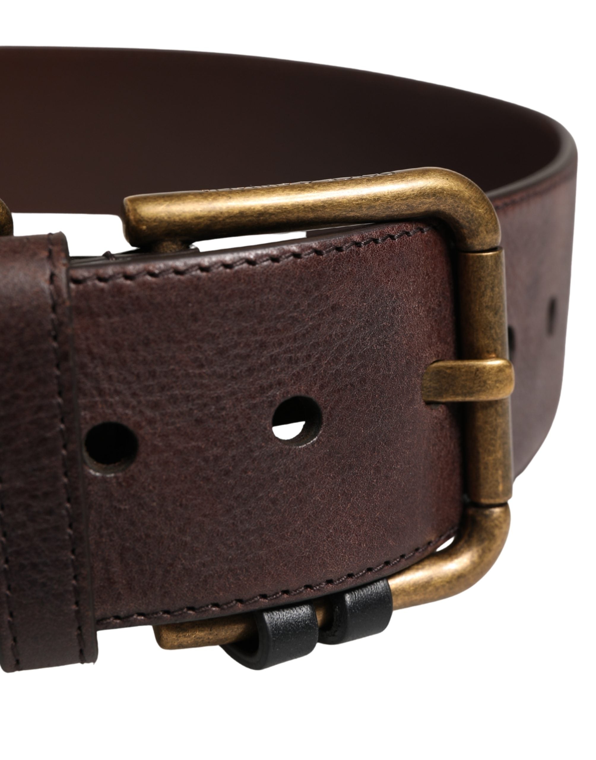 Dolce & Gabbana Men Brown Calfskin Leather Metal Buckle Belt