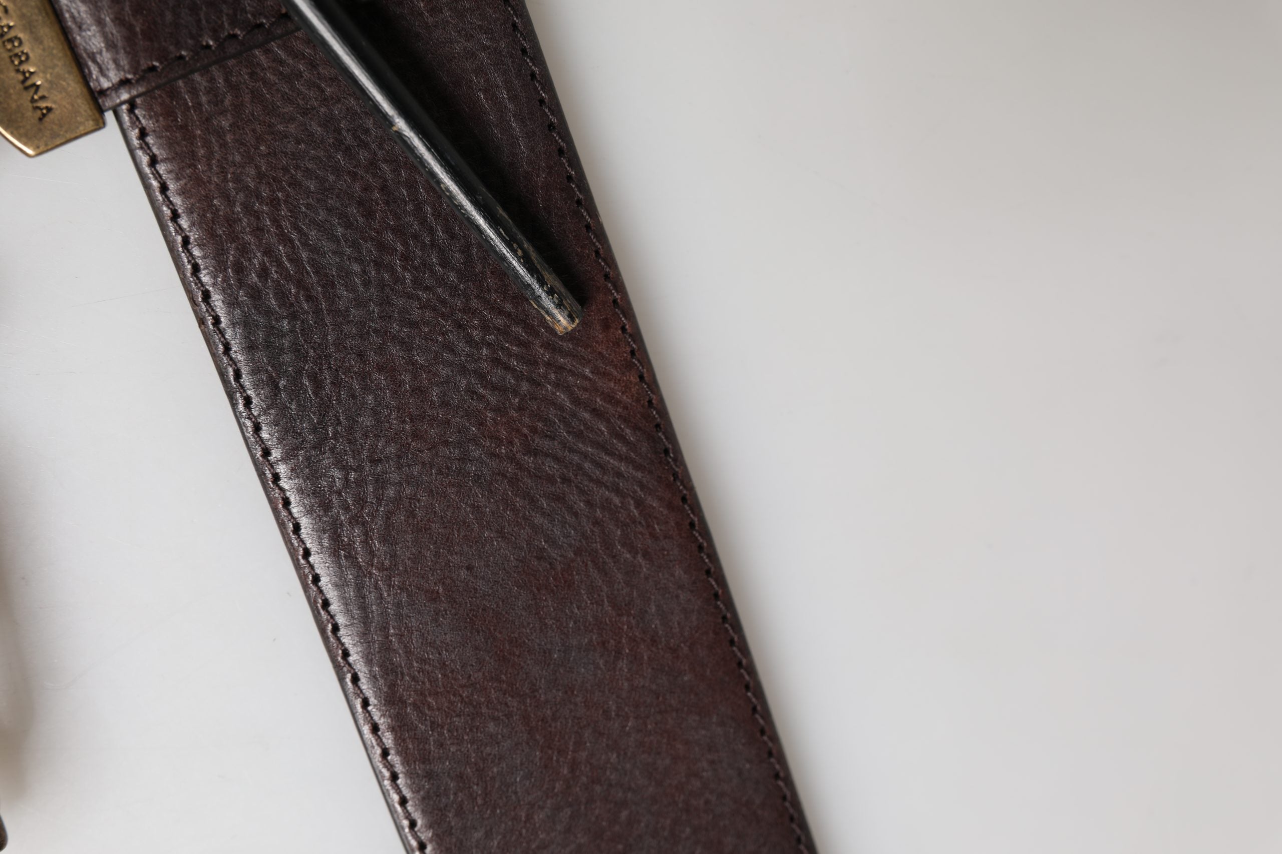 Dolce & Gabbana Men Brown Calfskin Leather Metal Buckle Belt