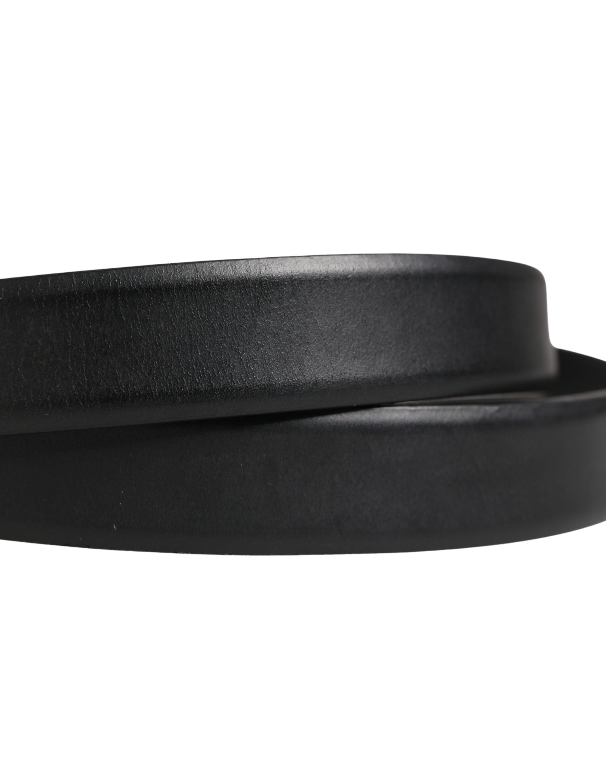 Dolce & Gabbana Men Black Classic Leather Metal Buckle Belt