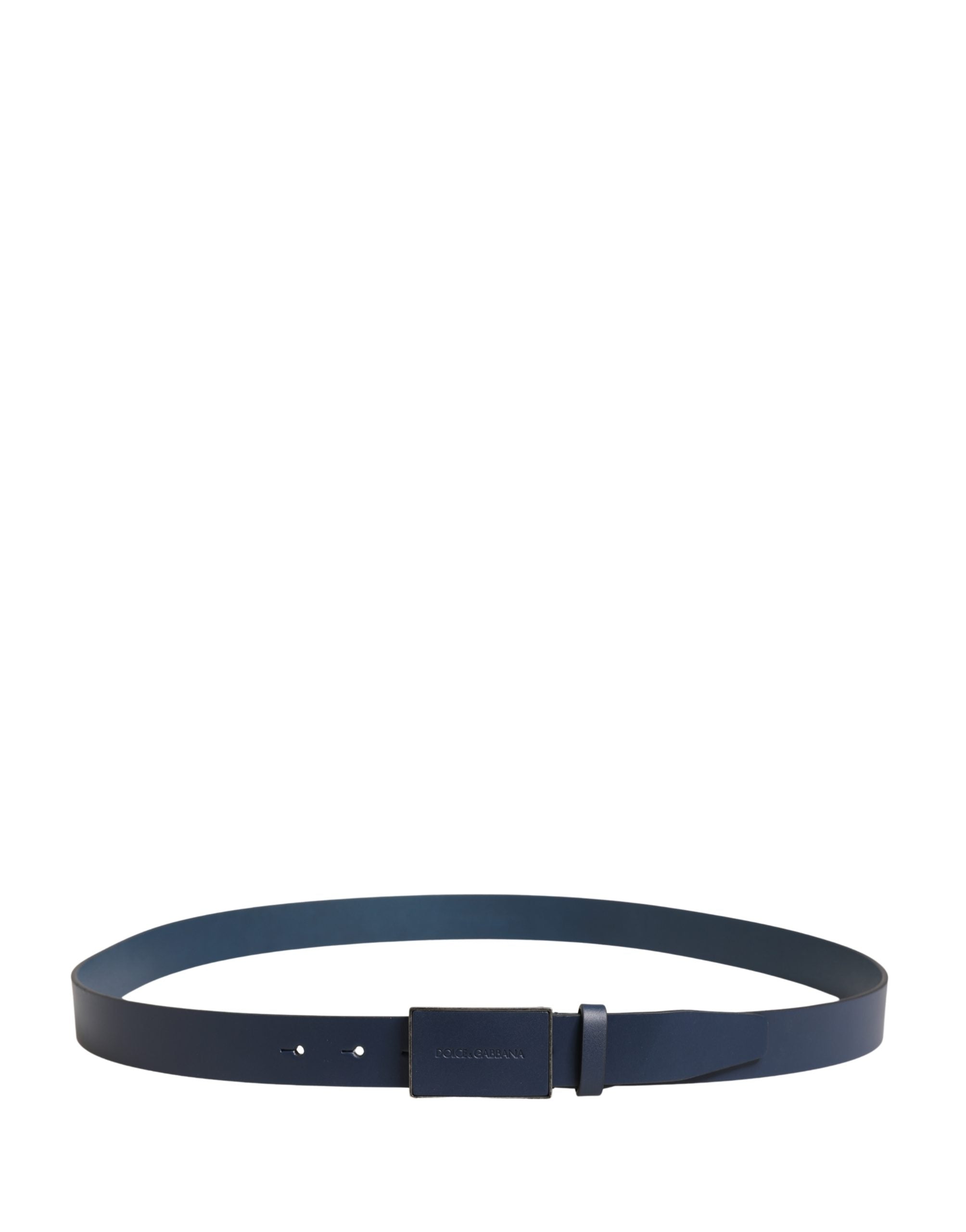 Dolce & Gabbana Blue Calfskin Leather Logo Metal Buckle Belt