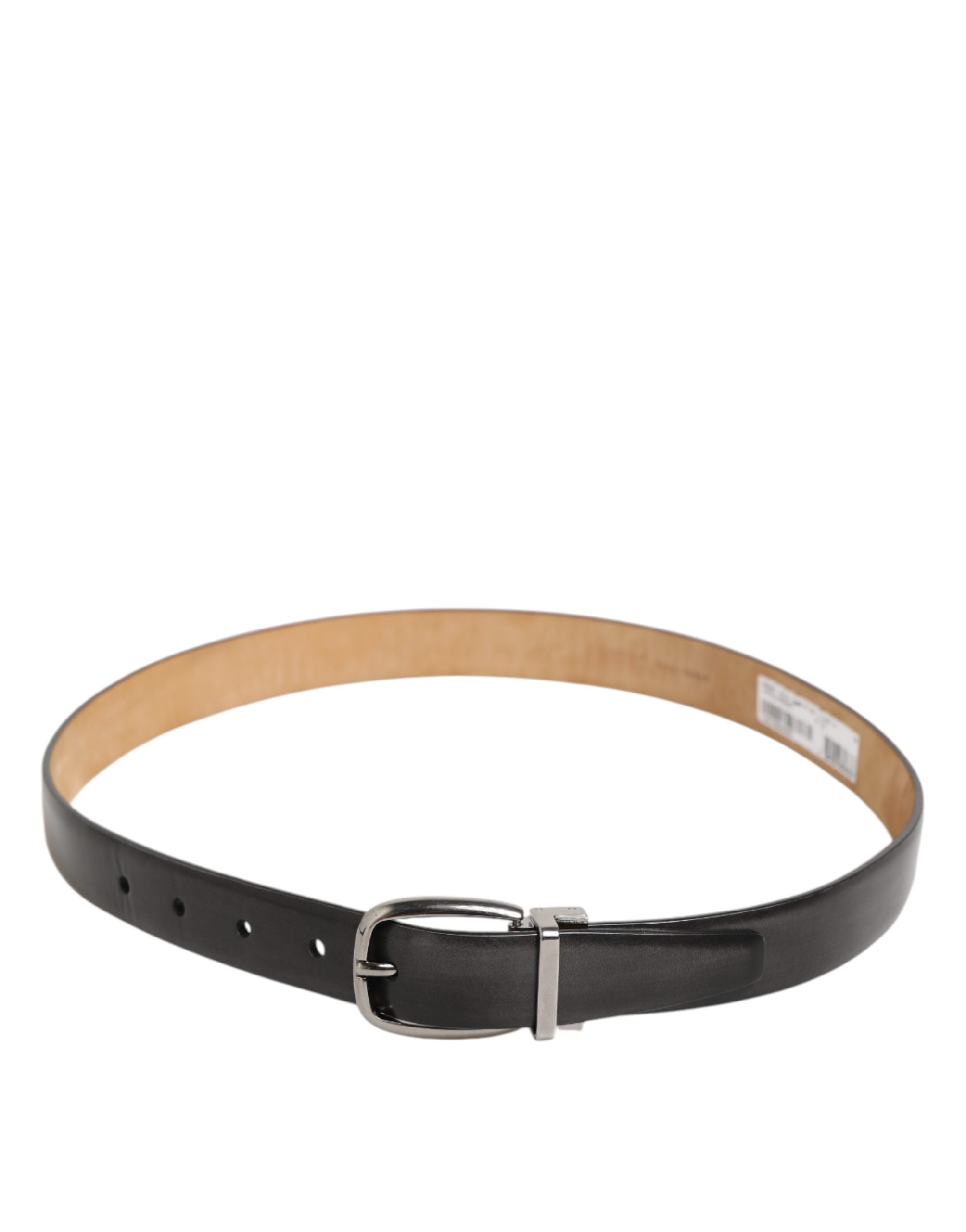 Dolce & Gabbana Men Black Leather Classic Metal Buckle Belt