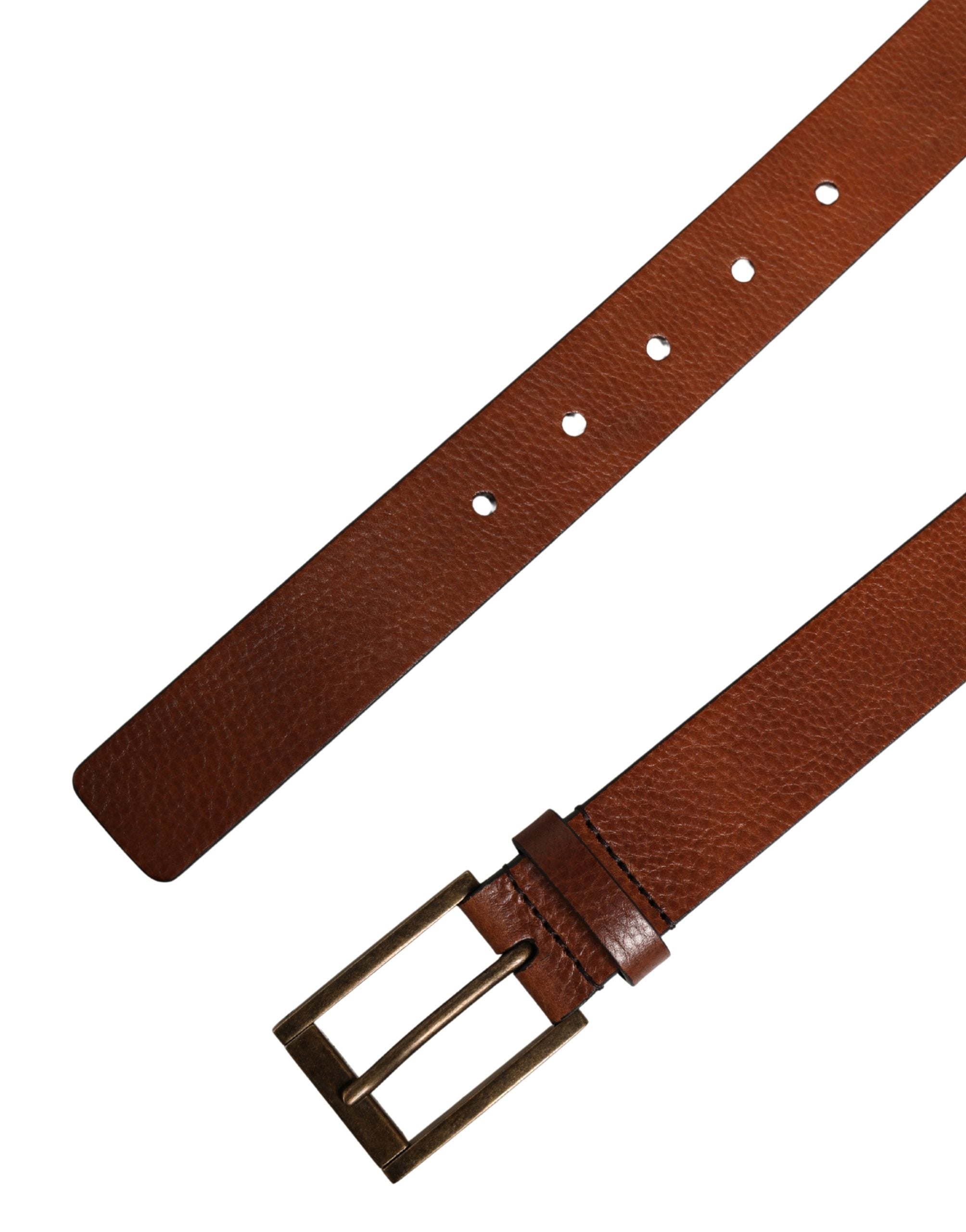 Dolce & Gabbana Men Brown Leather Classic Metal Buckle Belt