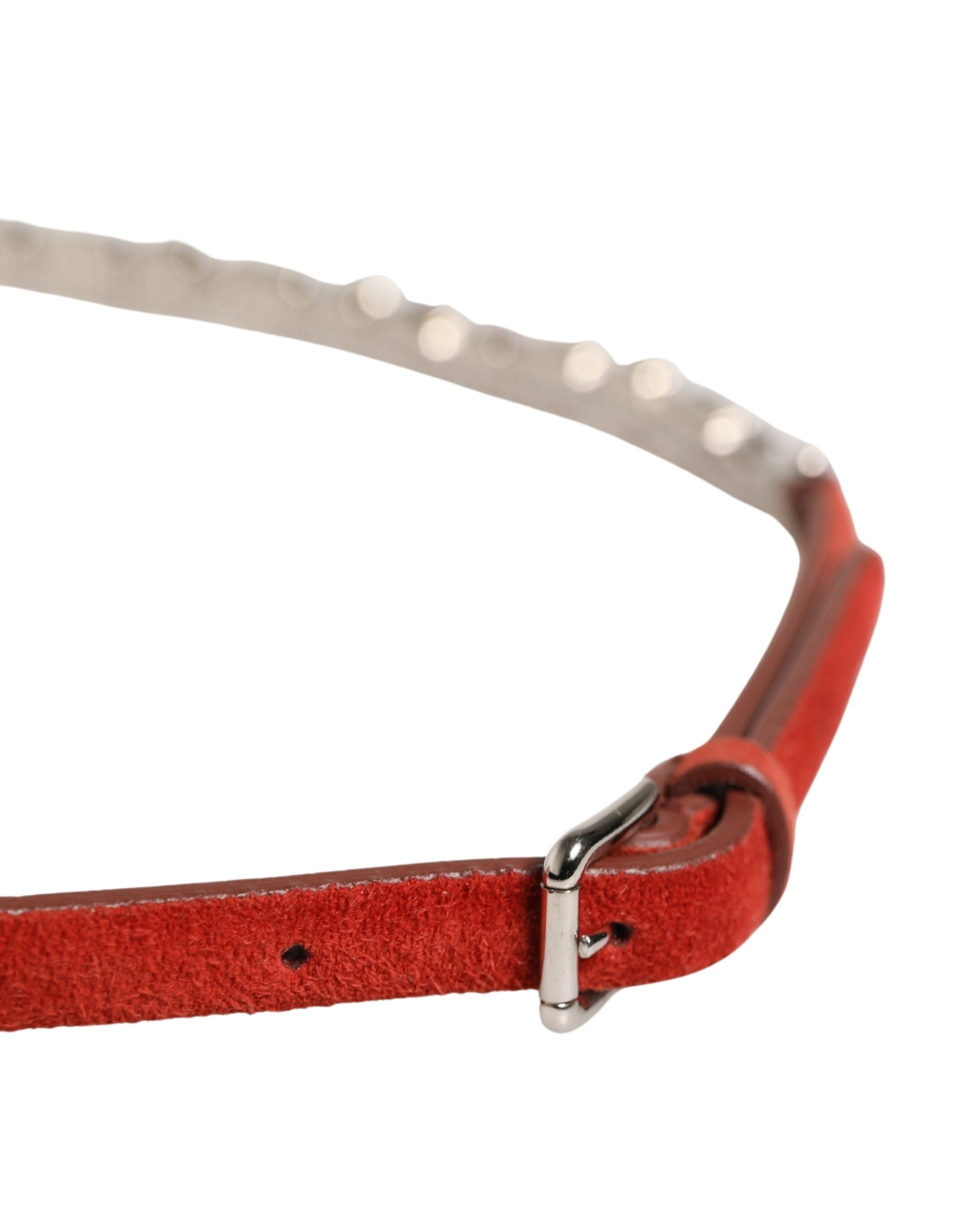 Dolce & Gabbana Red Velvet Crystals Chain Embellished Belt