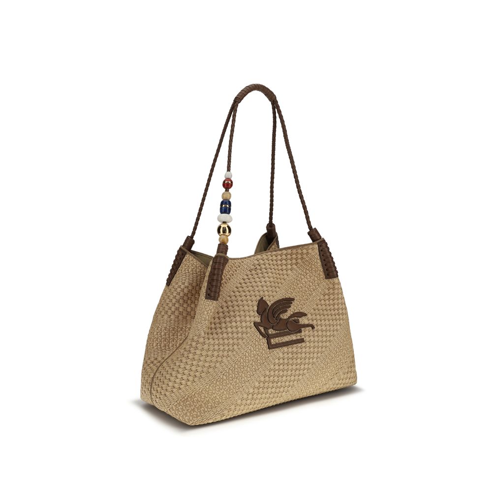Etro Beige Raffia Shoulder Bag