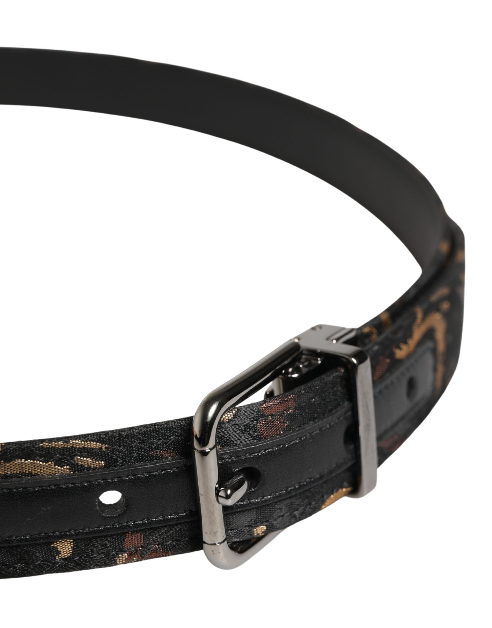 Dolce & Gabbana Multicolor Jacquard Silver Metal Buckle Belt