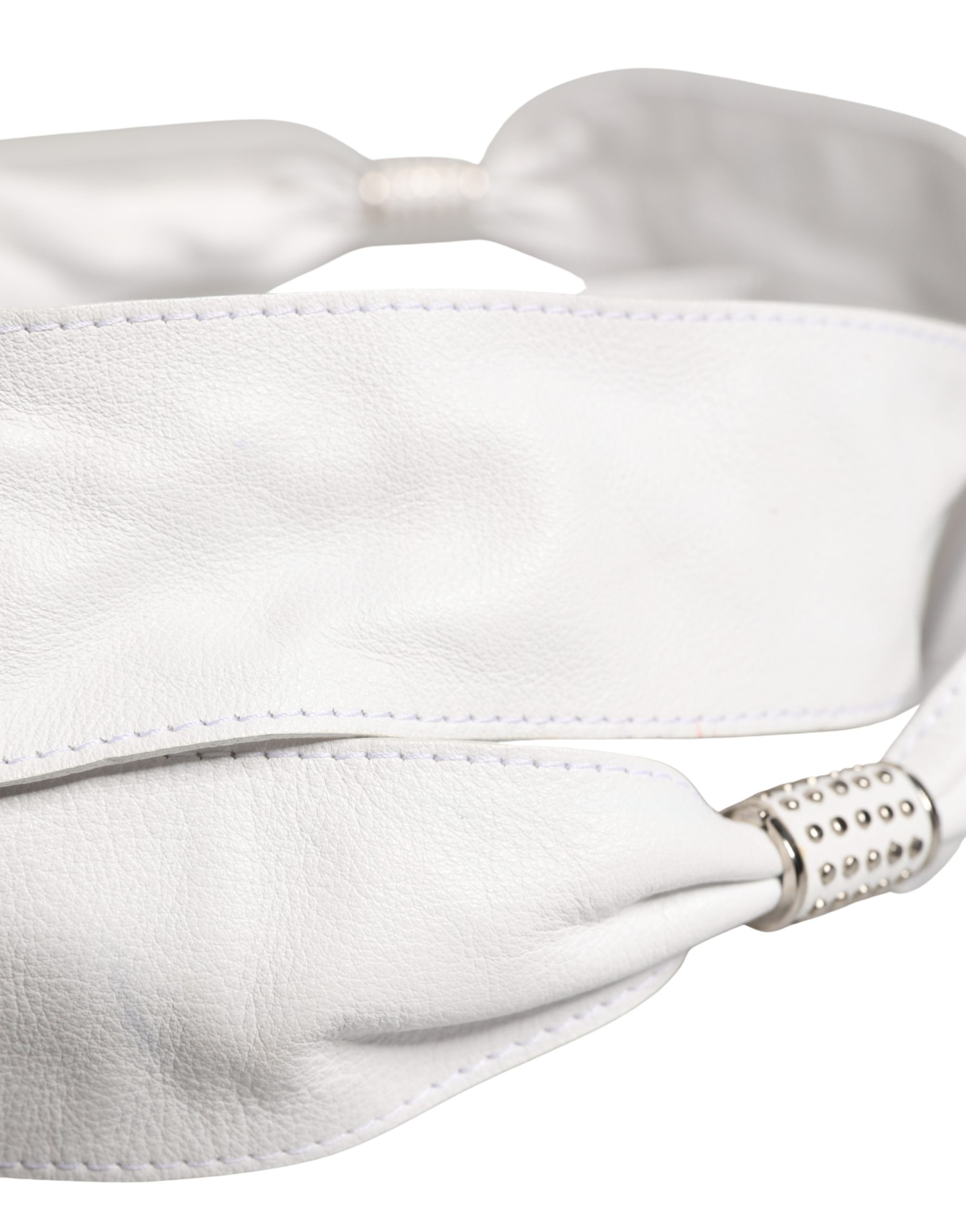 Orciani Women White Leather Embellished Wide Waist Cintura Belt