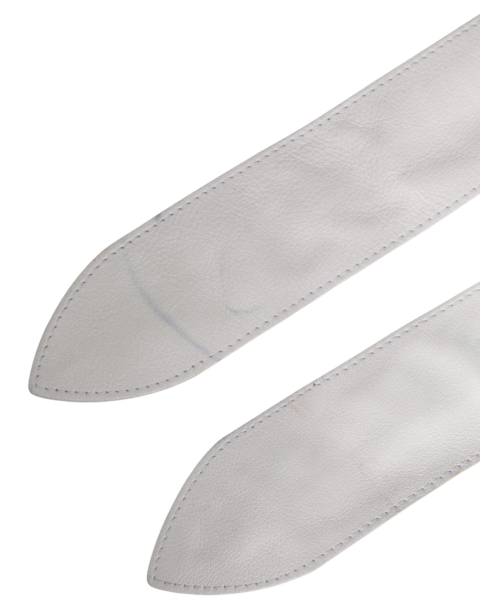 Orciani Women White Leather Embellished Wide Waist Cintura Belt