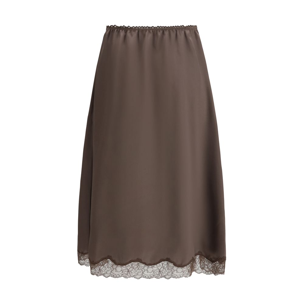 Magda Butrym Brown Silk Midi Skirt
