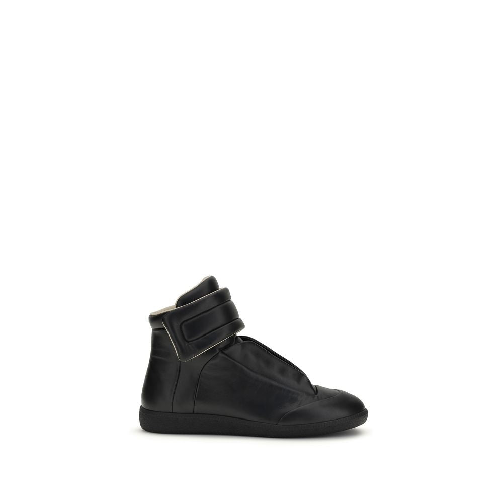 Margiela Black Calf Leather Bos Taurus High Top Sneakers