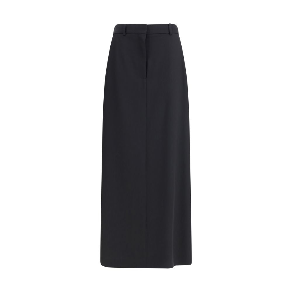 The Row Black Fleece Wool Long Skirt