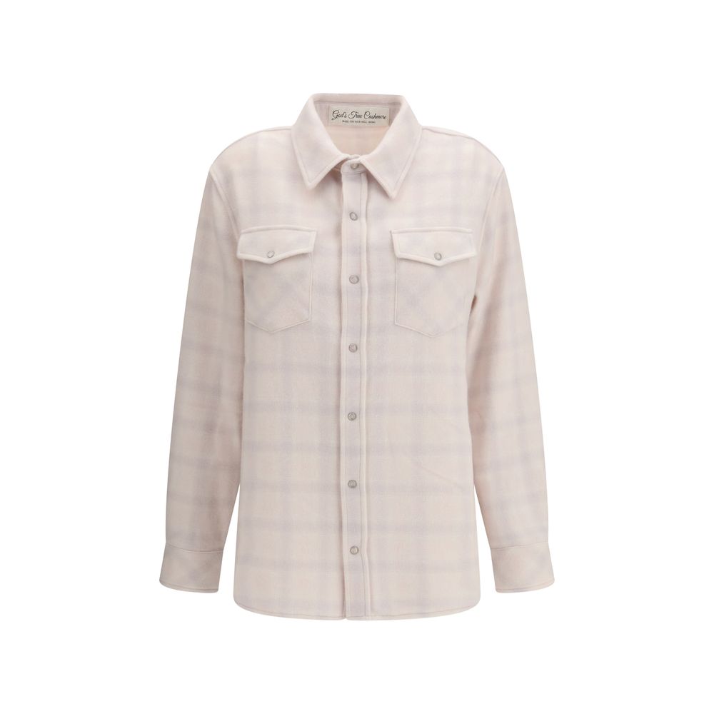 God's True Cashmere White Cashmere Pattern Shirt
