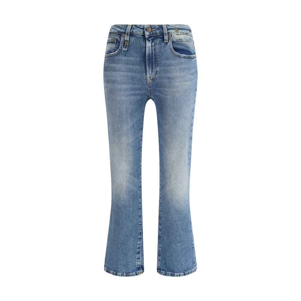 R13 Blue Cotton Flared Jeans