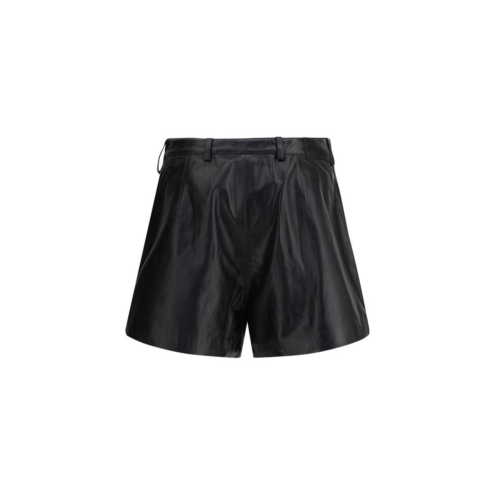 R13 Black Calf Leather Bos Taurus Bermuda Shorts