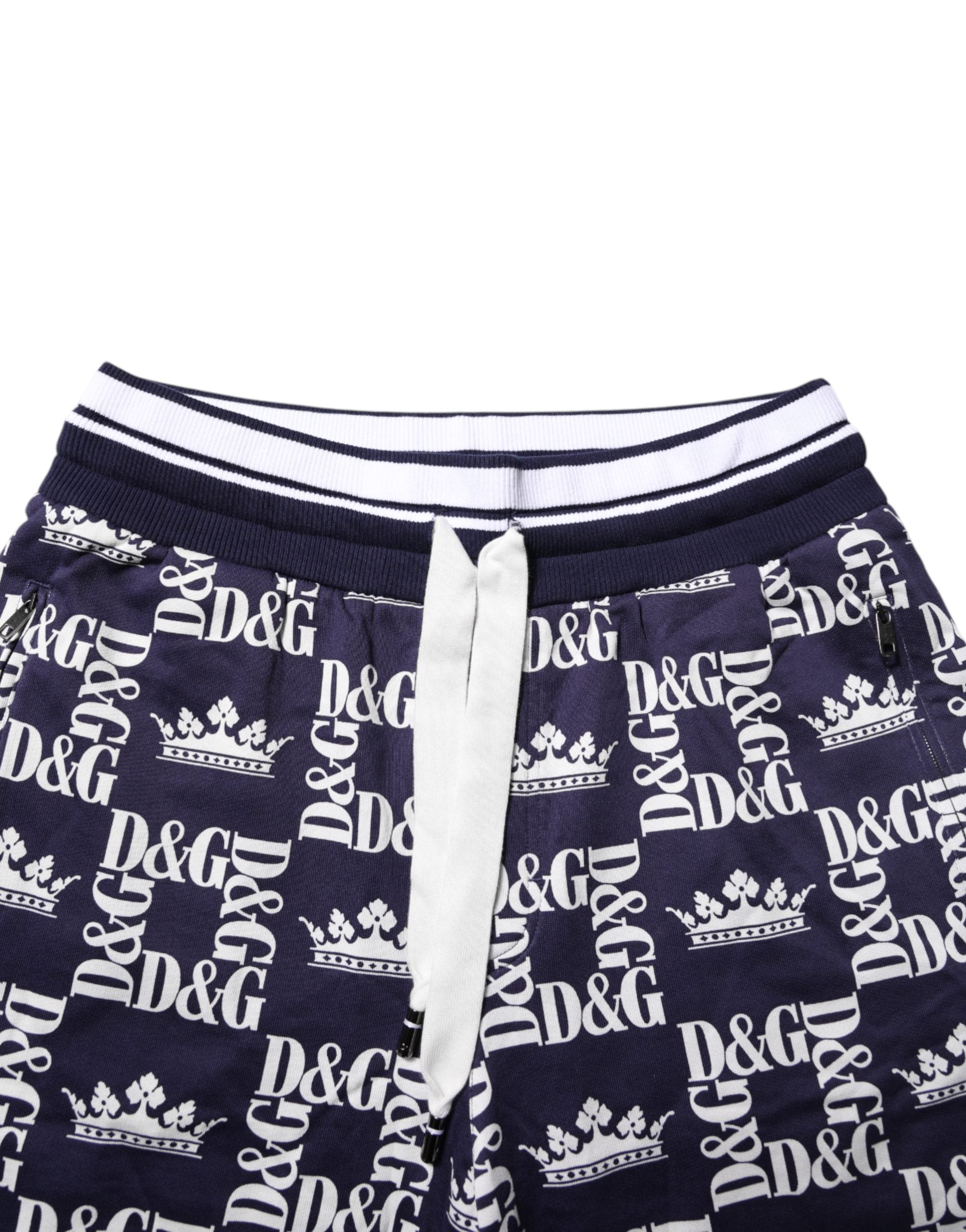 Dolce & Gabbana Blue DG Logo Print Chino Men Bermuda Shorts