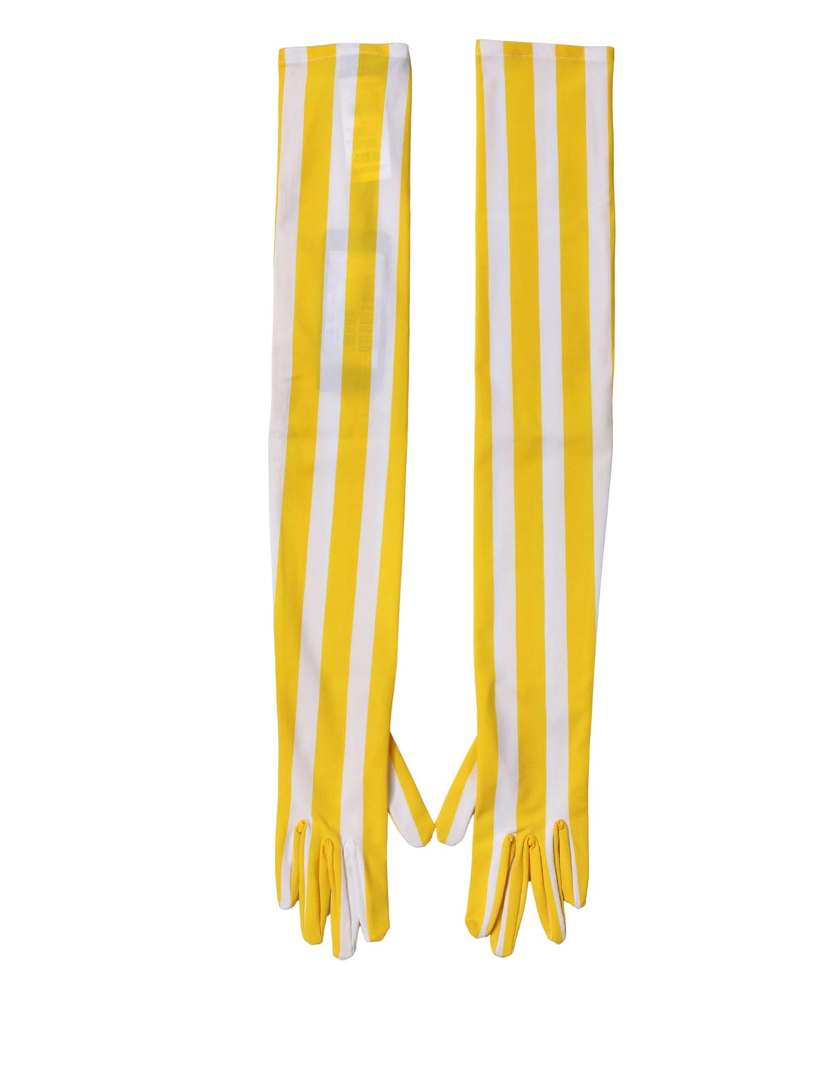 Dolce & Gabbana Yellow White Stripes Nylon Elbow Length Women Gloves