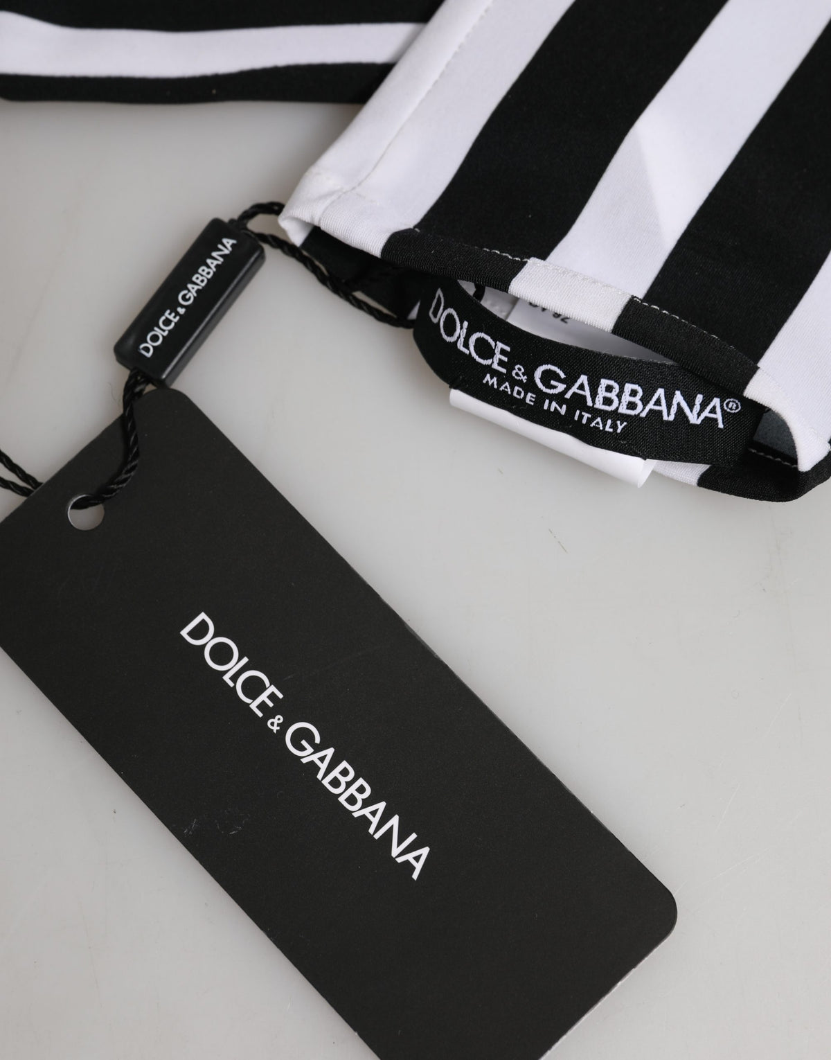Dolce & Gabbana Black White Stripes Nylon Elbow Length Women Gloves