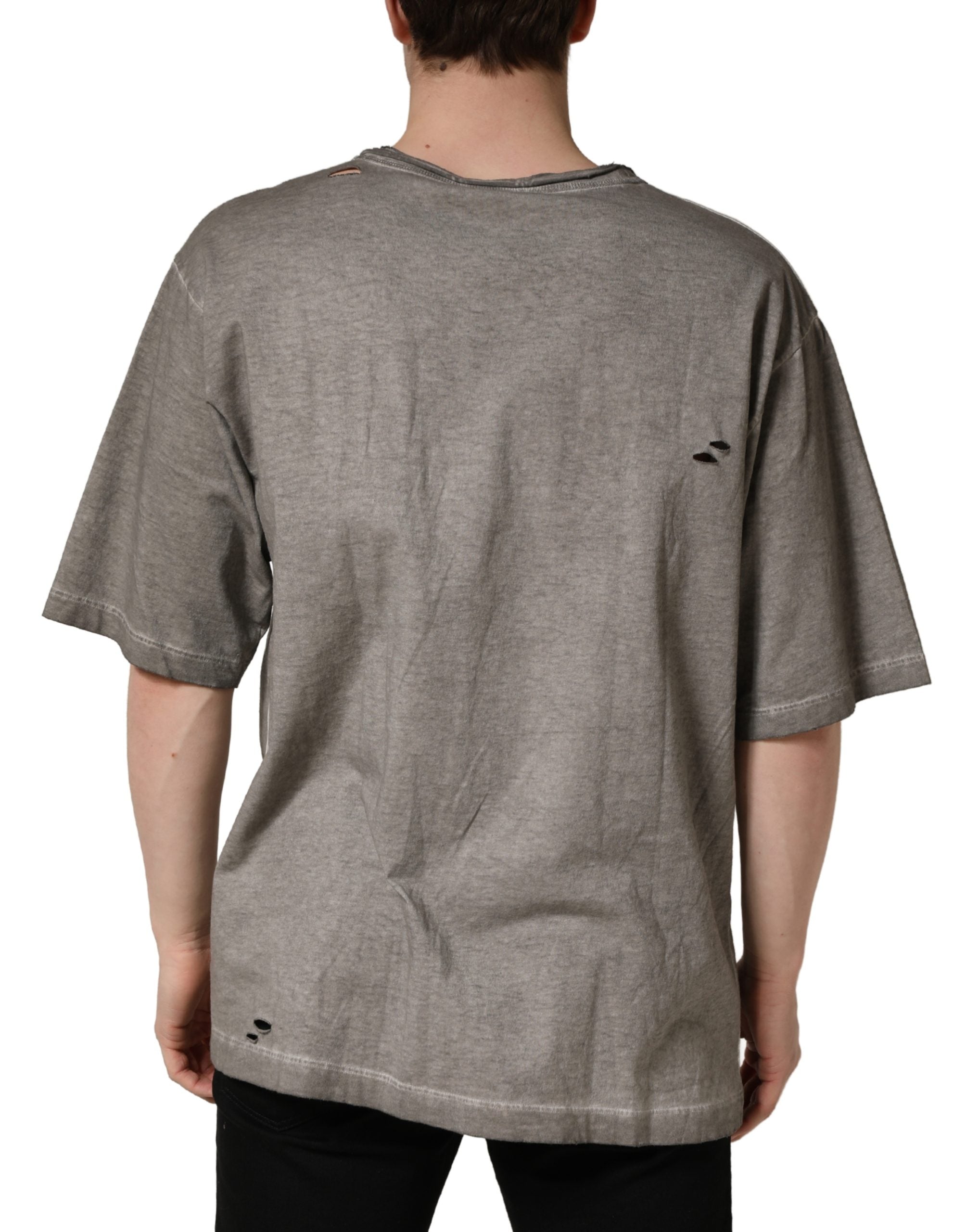 Dolce & Gabbana Gray DG Logo Print Cotton Round Neck T-shirt