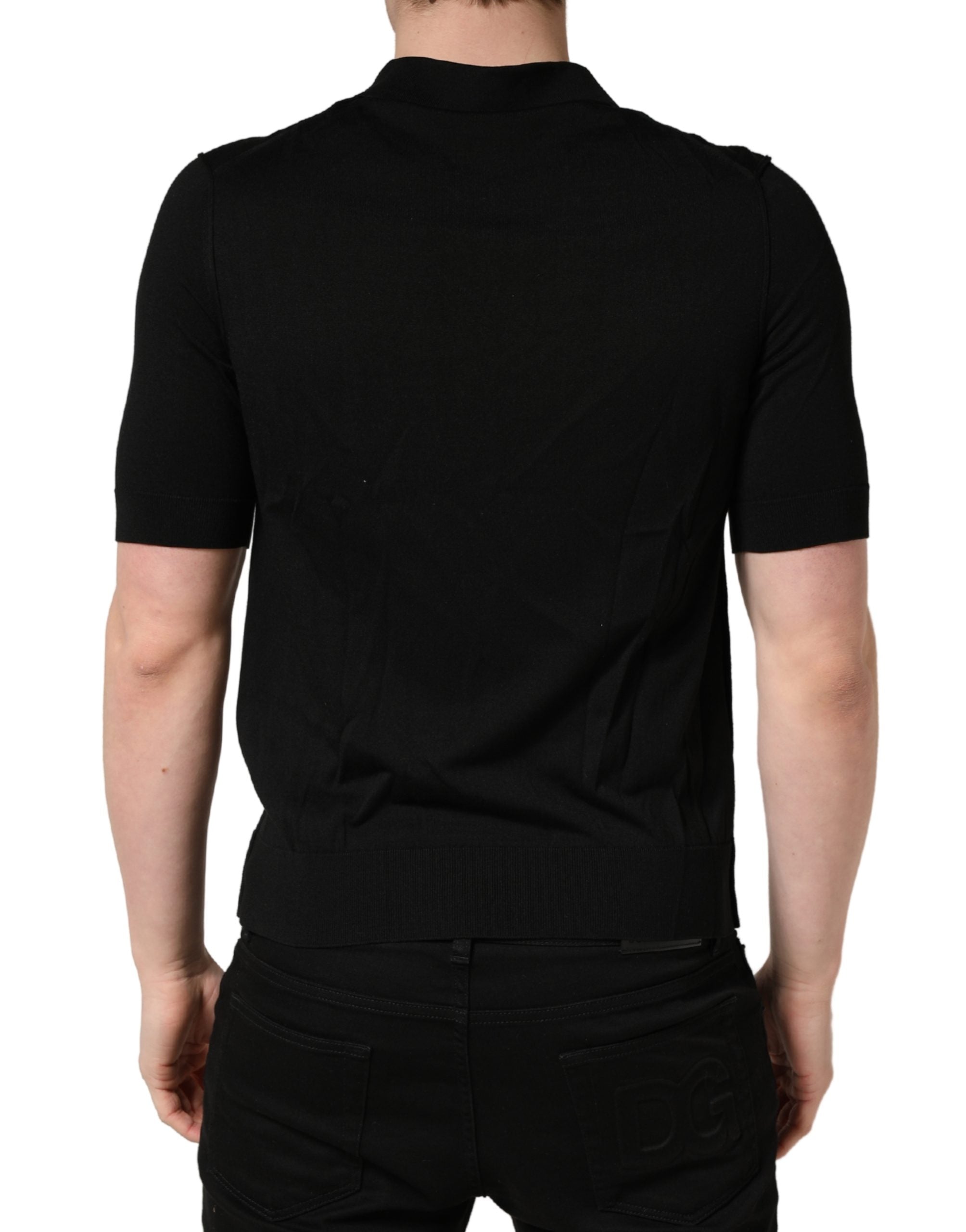 Dolce & Gabbana Black Wool Short Sleeves Men Polo T-shirt