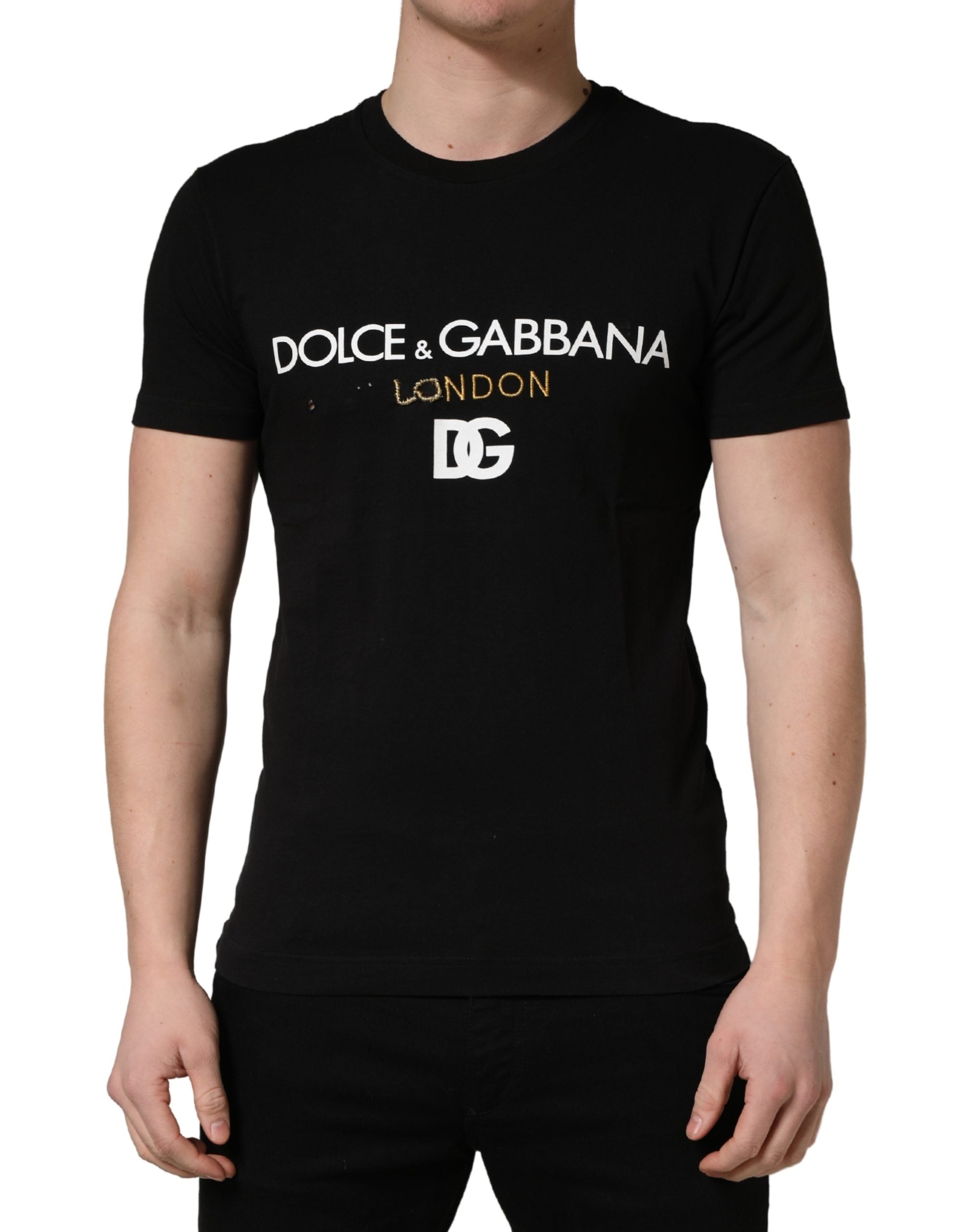 Dolce & Gabbana Black DG London Cotton Men Crew Neck T-shirt