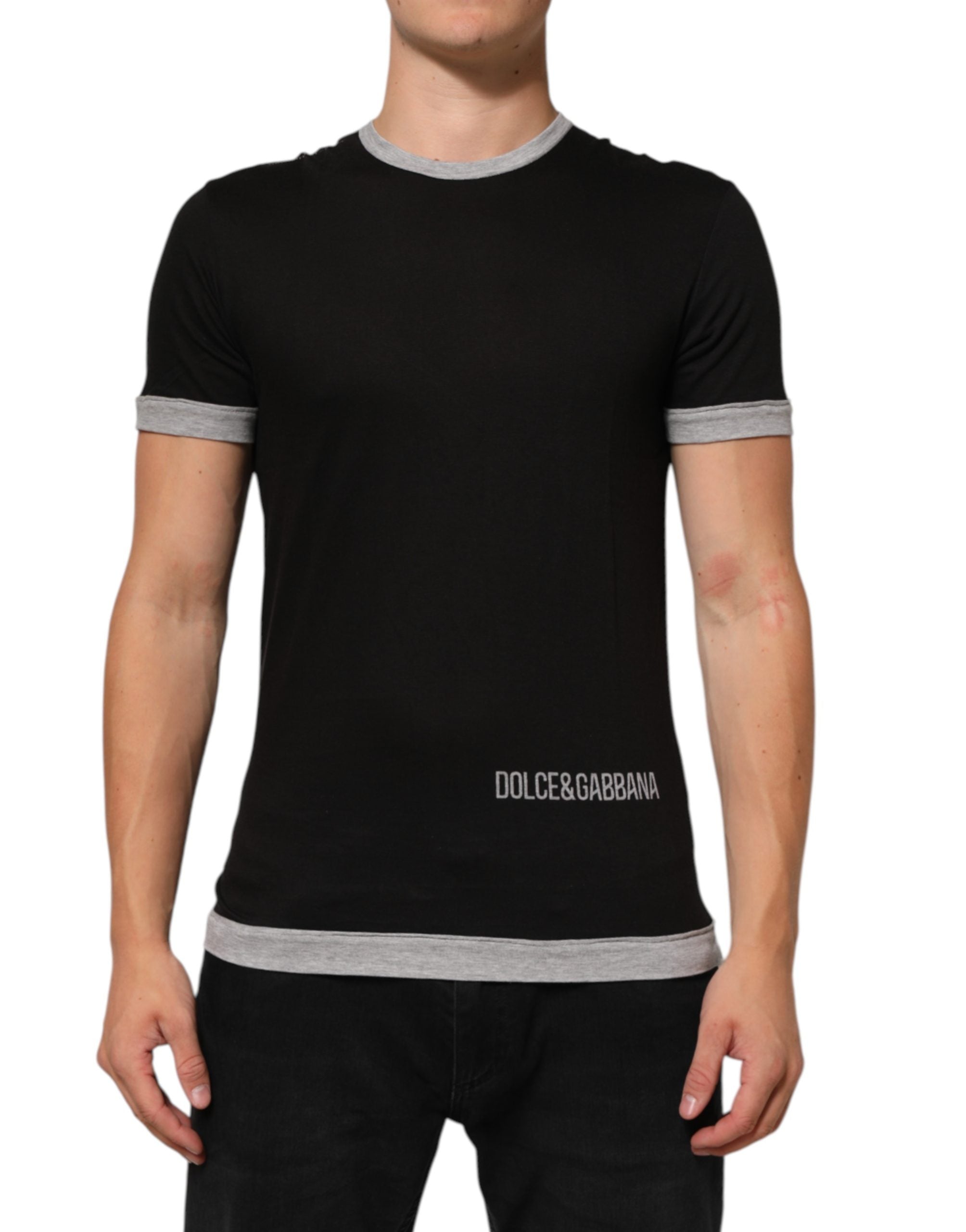 Dolce & Gabbana Black Two Tone DG Logo Print Cotton T-shirt