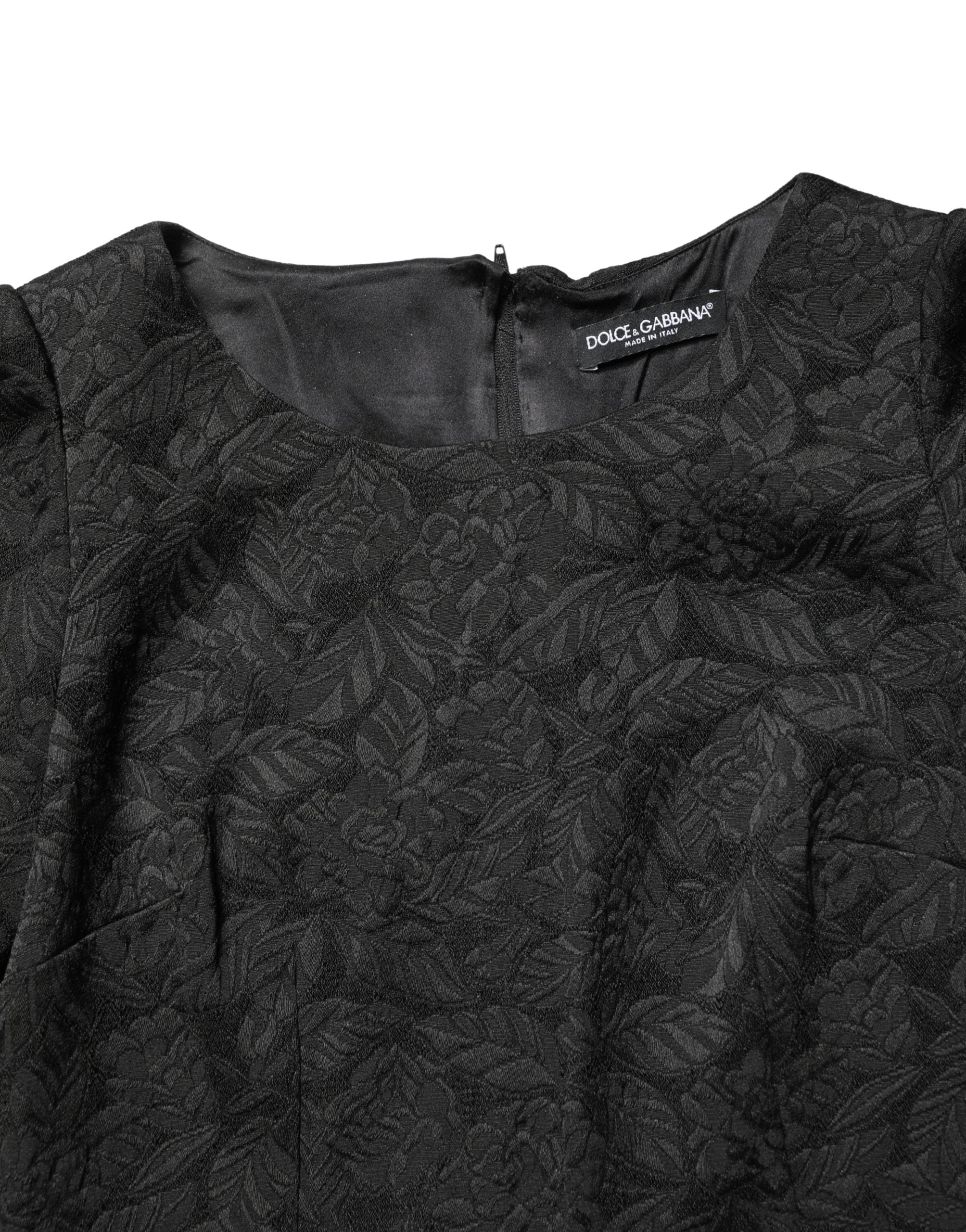 Dolce & Gabbana Black Floral Brocade Sheath Knee Length Dress