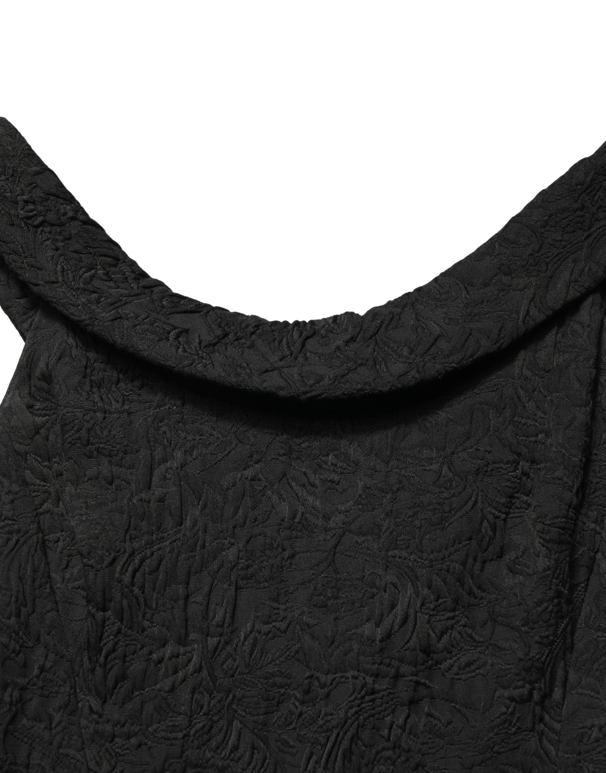 Dolce & Gabbana Black Floral Brocade Sheath Mermaid Dress