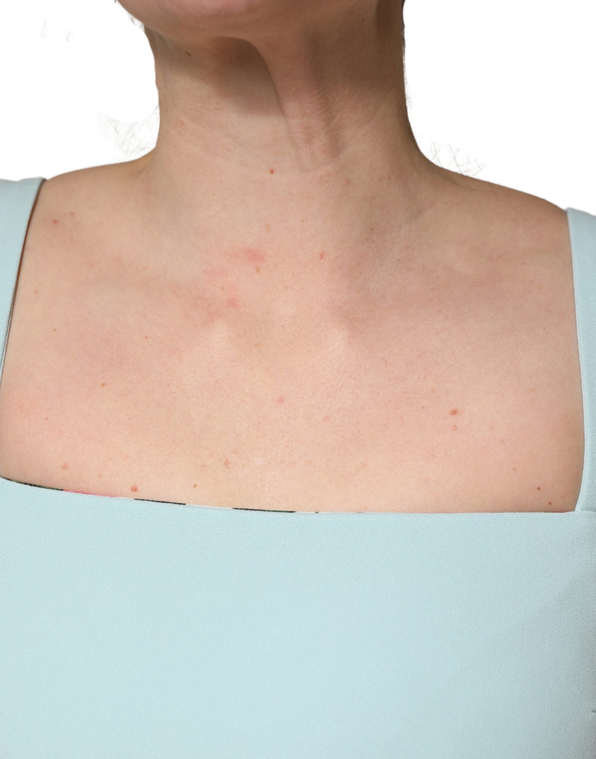 Dolce & Gabbana Green Square Neck Sleeveless Mini Dress