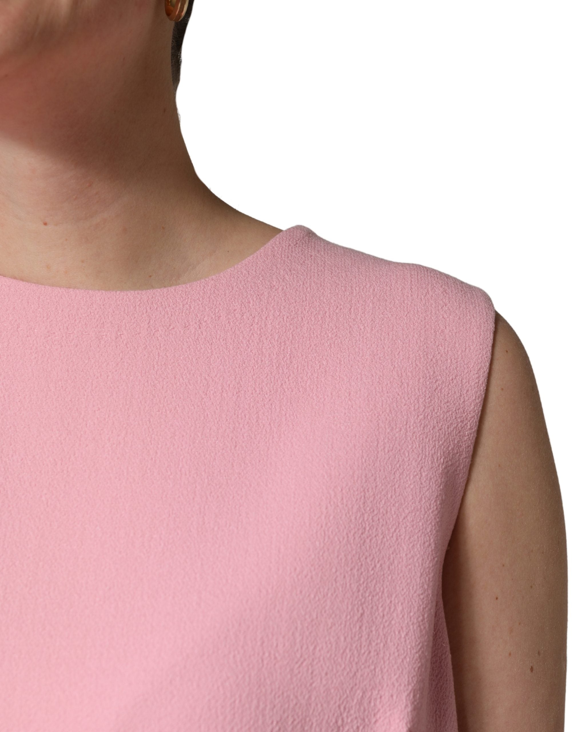 Dolce & Gabbana Pink Blue Wool Sleeveless Shift Mini Dress