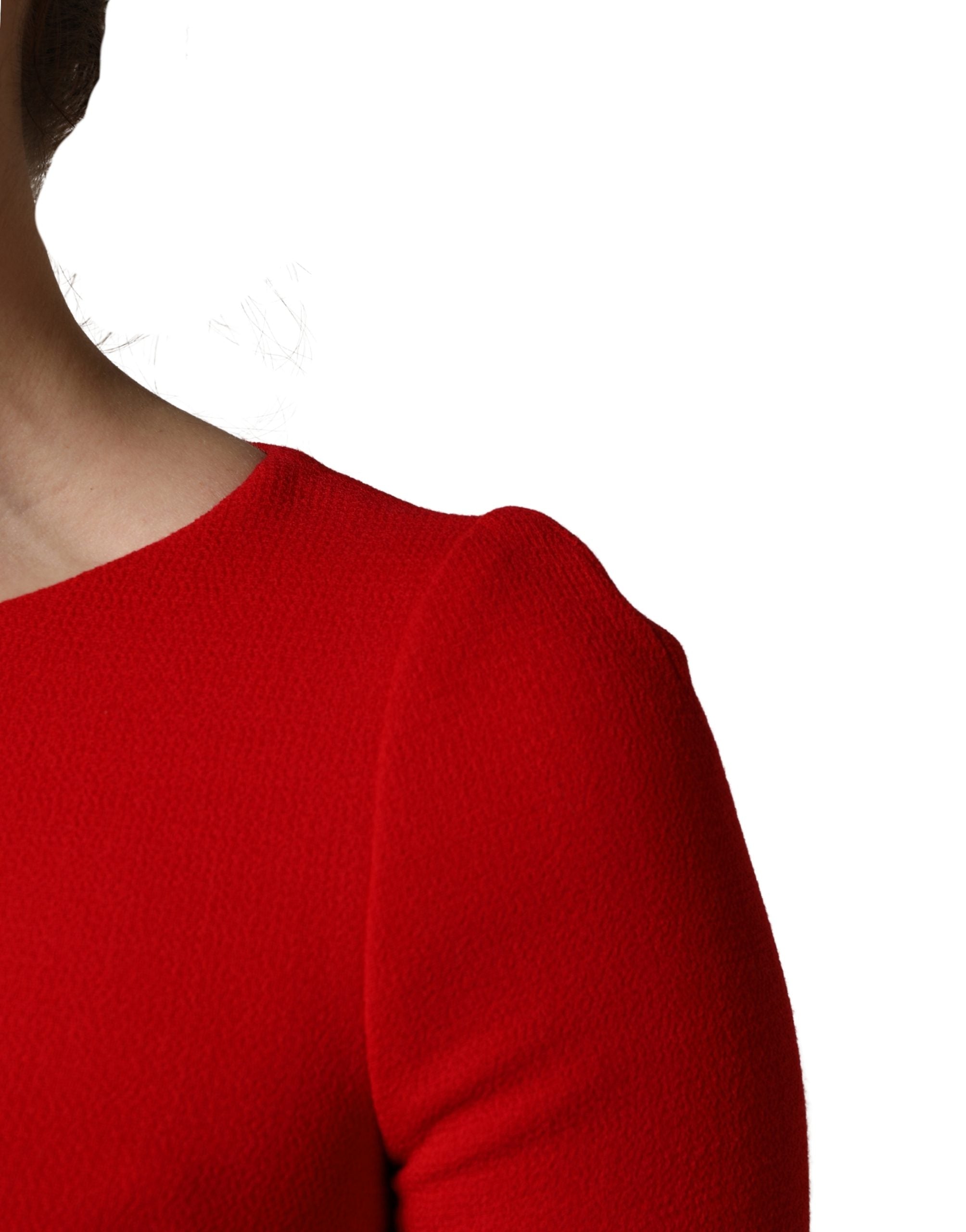 Dolce & Gabbana Red Heart Emmbellished Wool Mini Dress