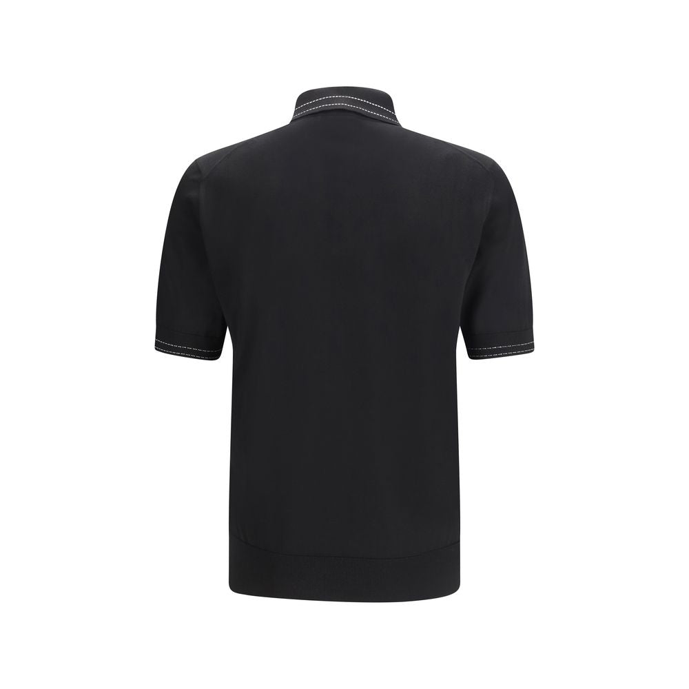 Dolce & Gabbana Black Silk Polo Shirt