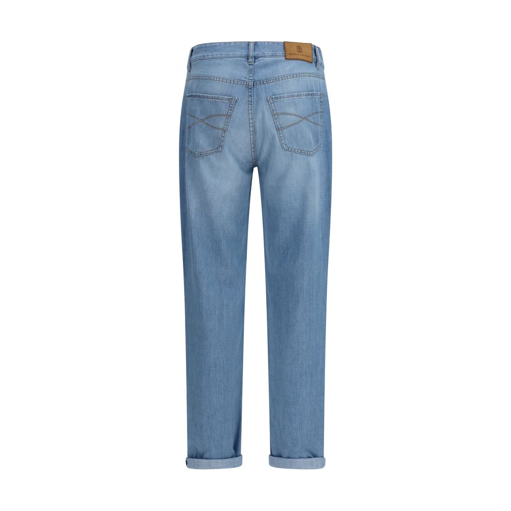 Brunello Cucinelli Blue Cotton Relaxed Fit Jeans