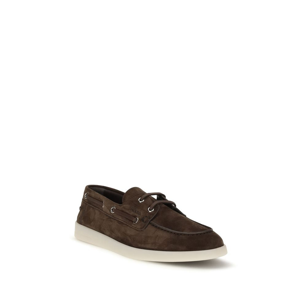 Prada Brown Calf Leather Bos Taurus Slip-On Loafers