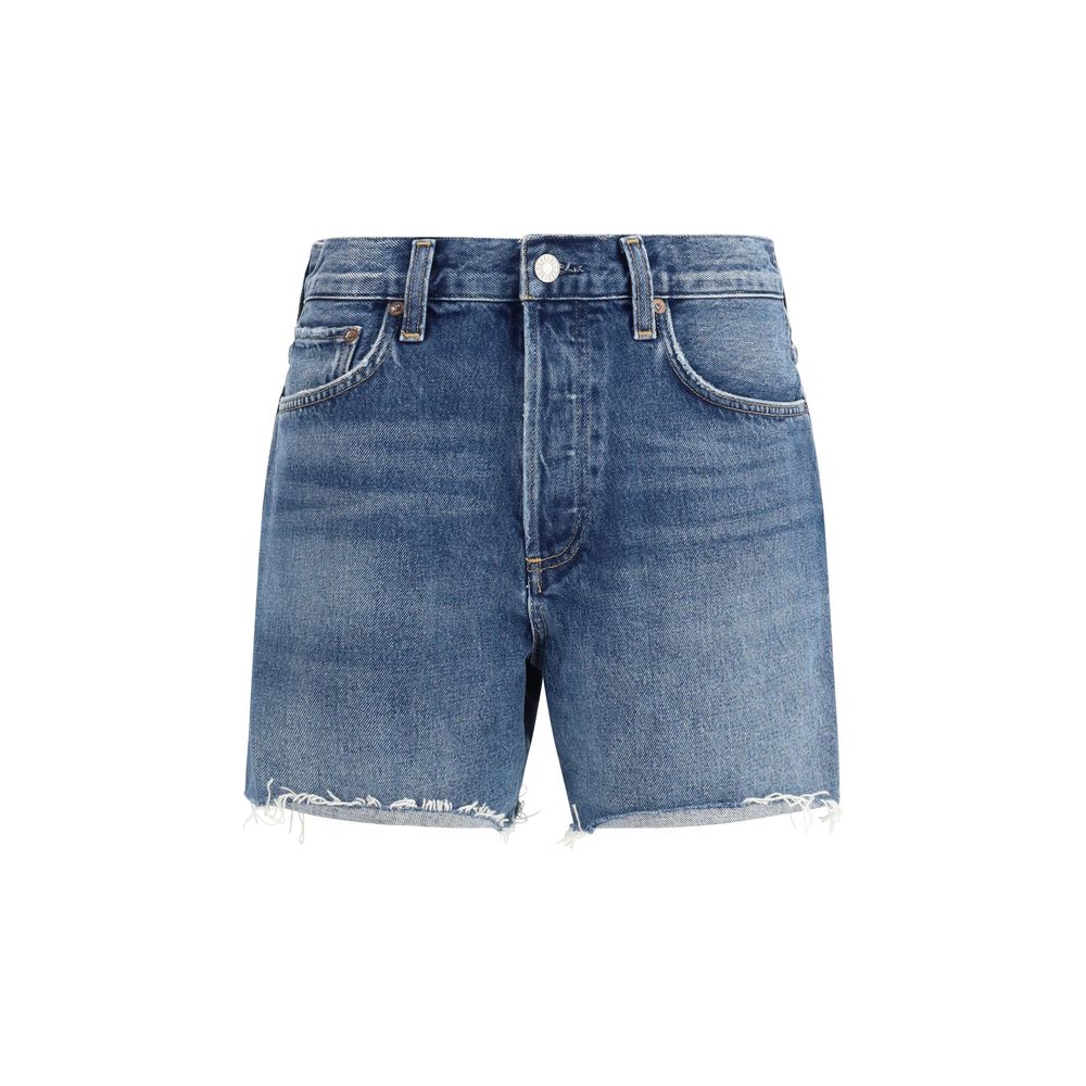 Agolde Blue Cotton Bermuda Shorts