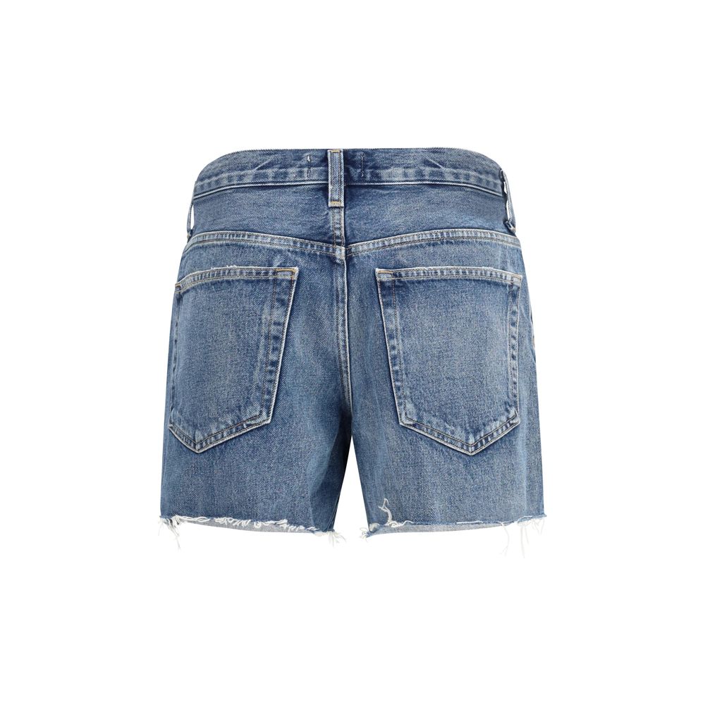 Agolde Blue Cotton Bermuda Shorts