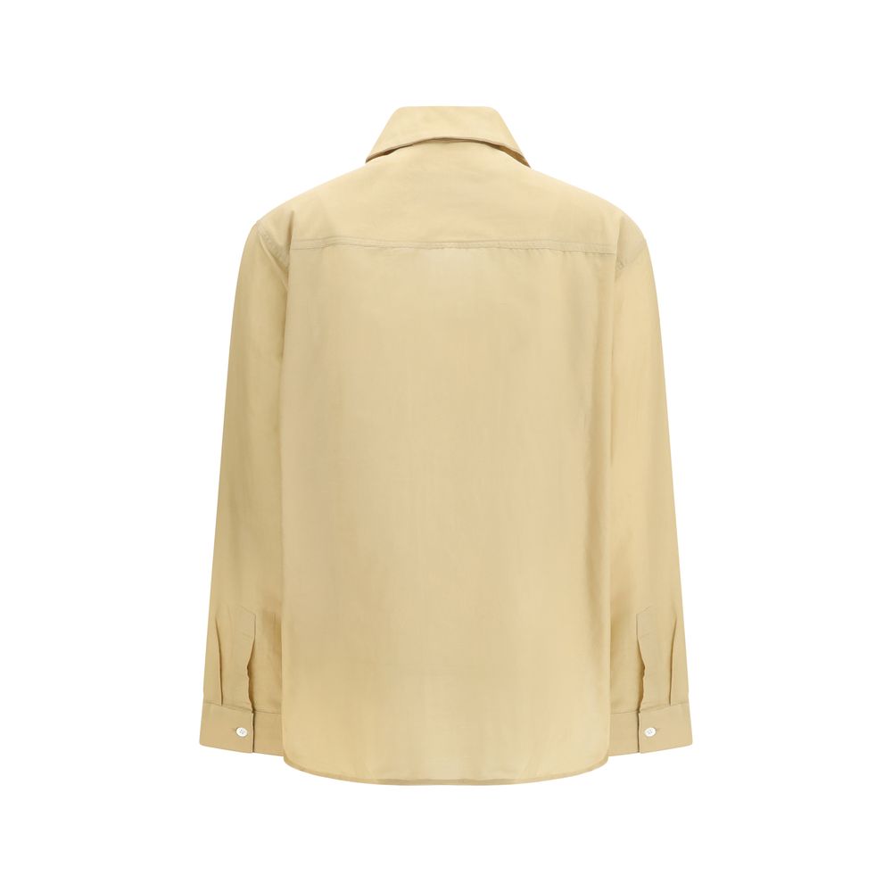 Baziszt Beige Cotton Pattern Shirt