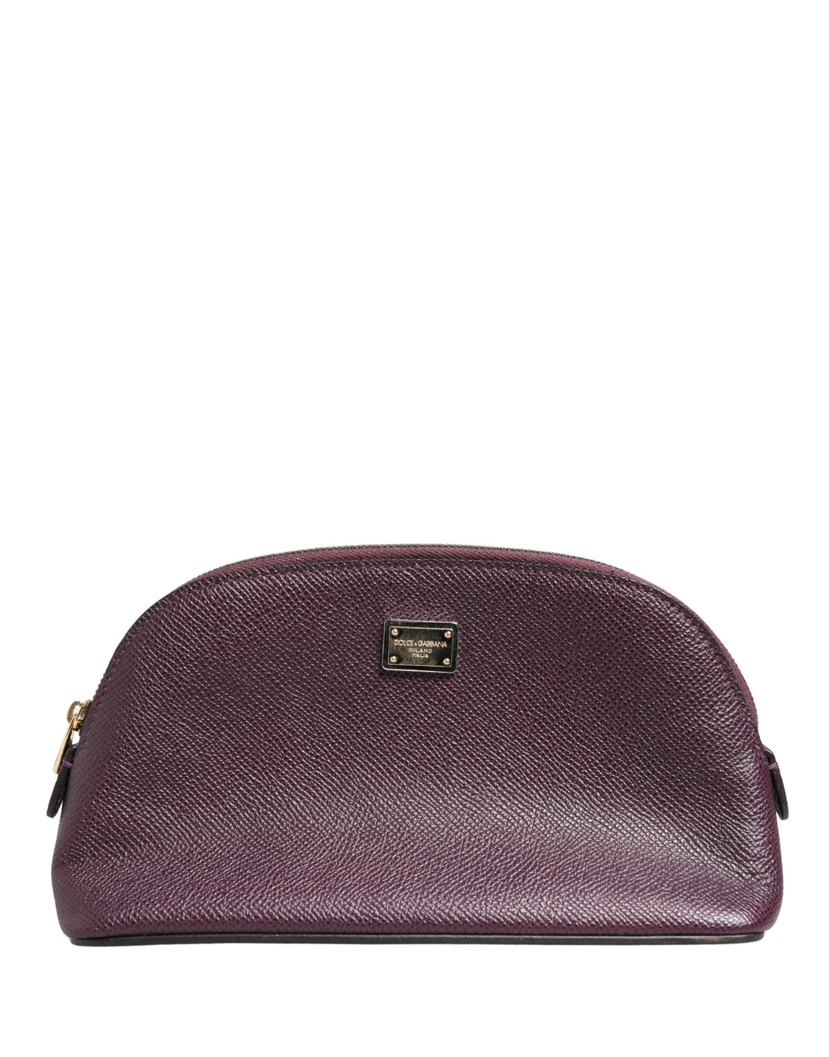 Dolce & Gabbana Dark Purple Leather DG Logo Zip Around Hand Purse Wallet