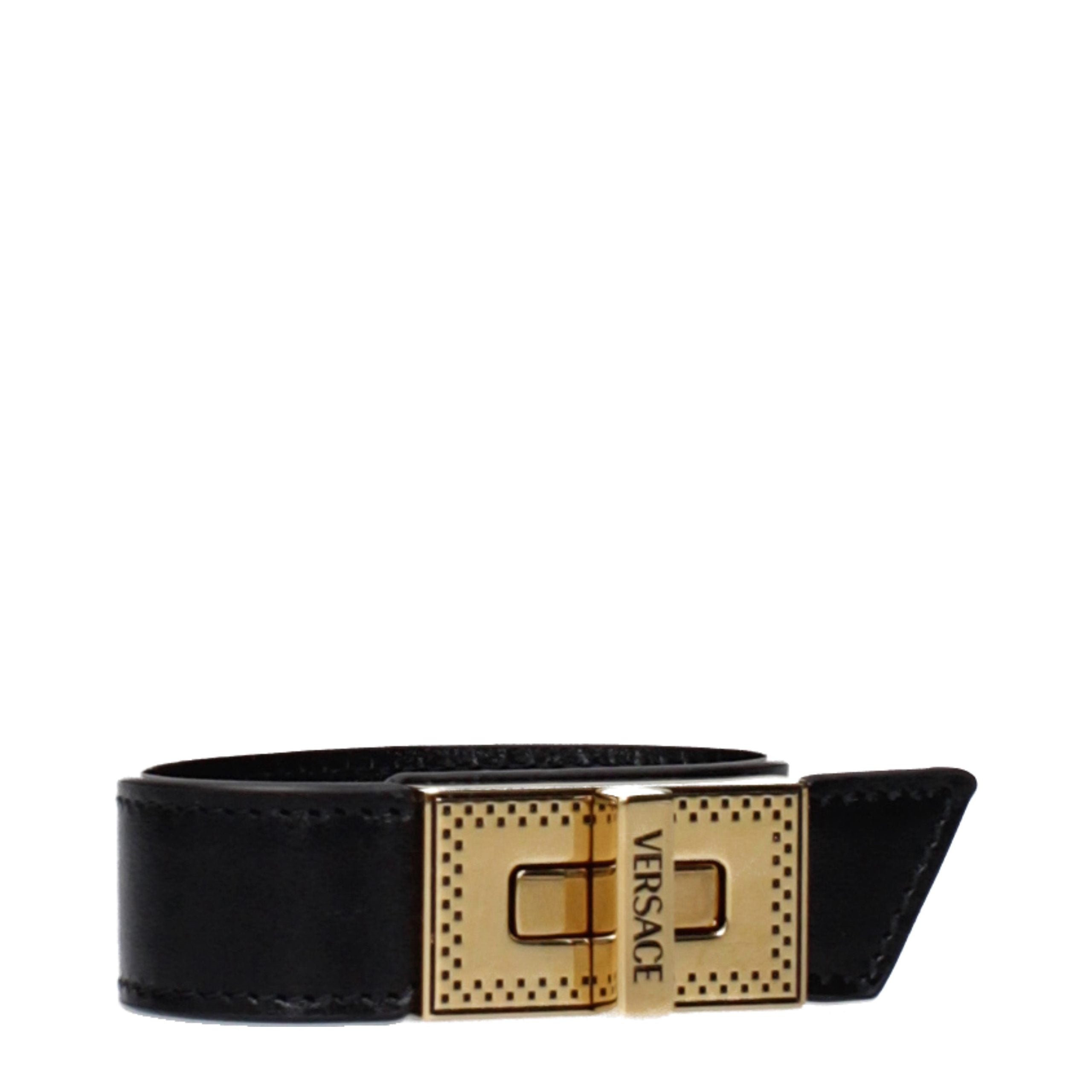 Versace Black Leather Bracelet
