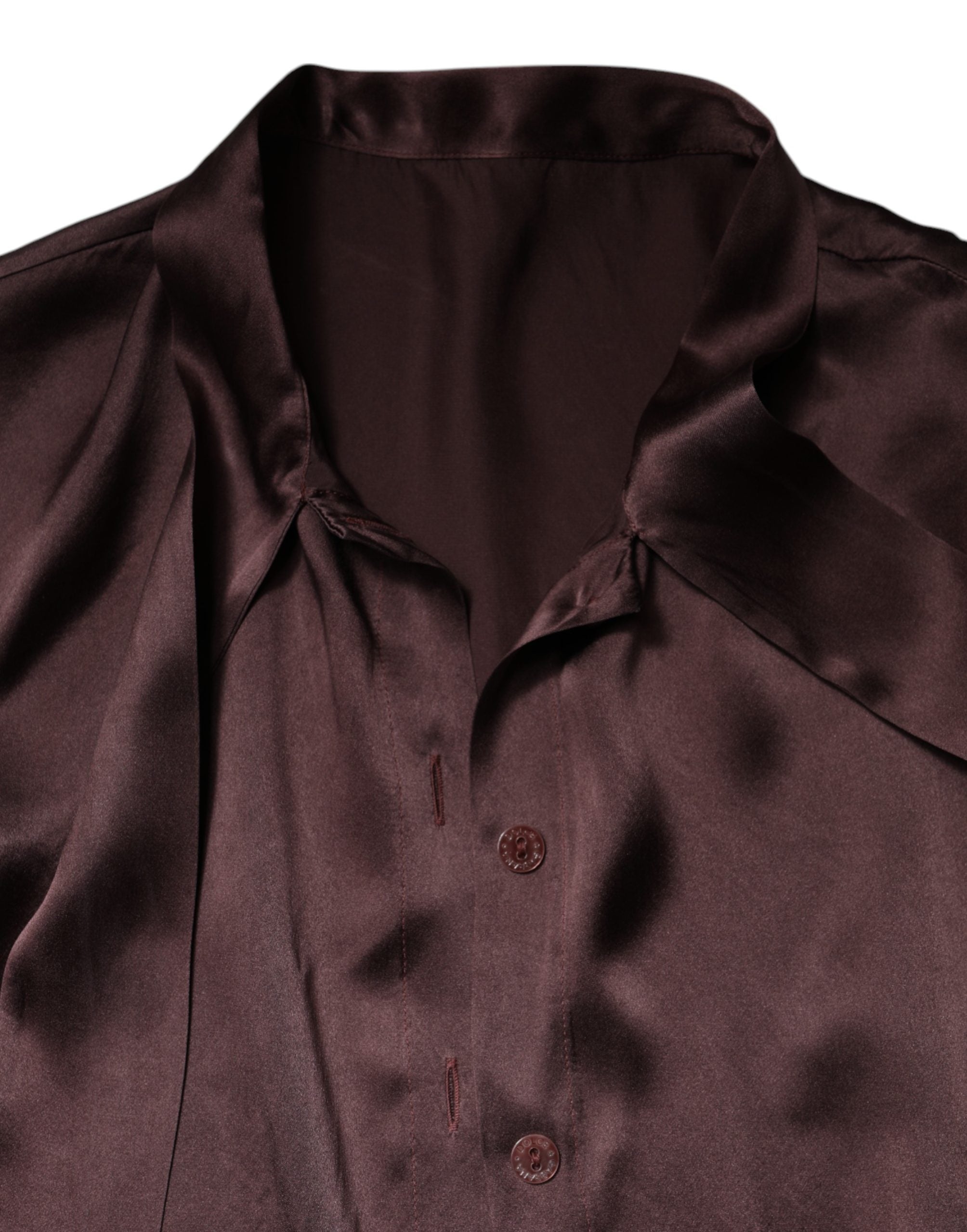 Dolce & Gabbana Violet Satin Long Sleeve Ascot Tie Shirt Top