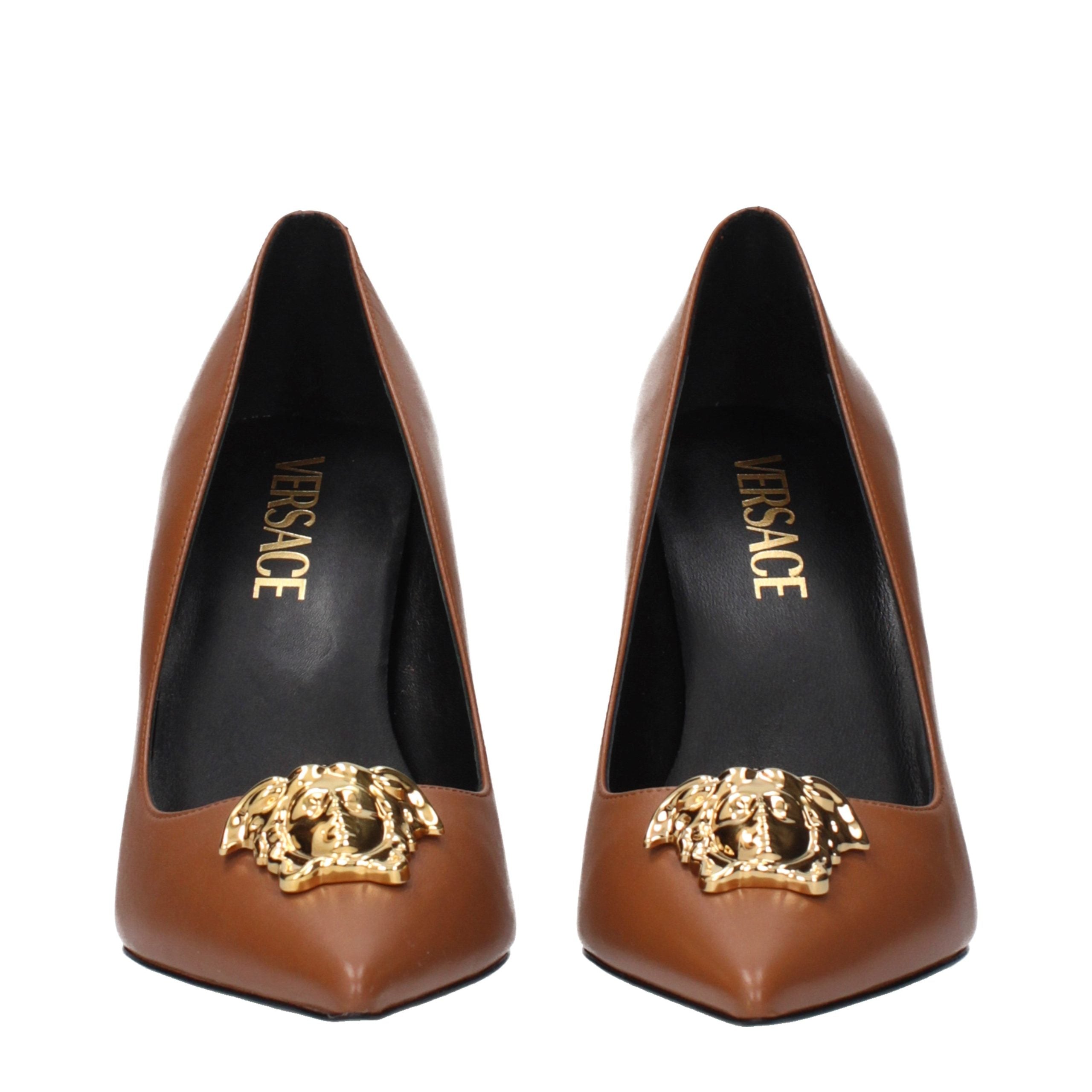 Versace Brown Leather High Heel Pumps