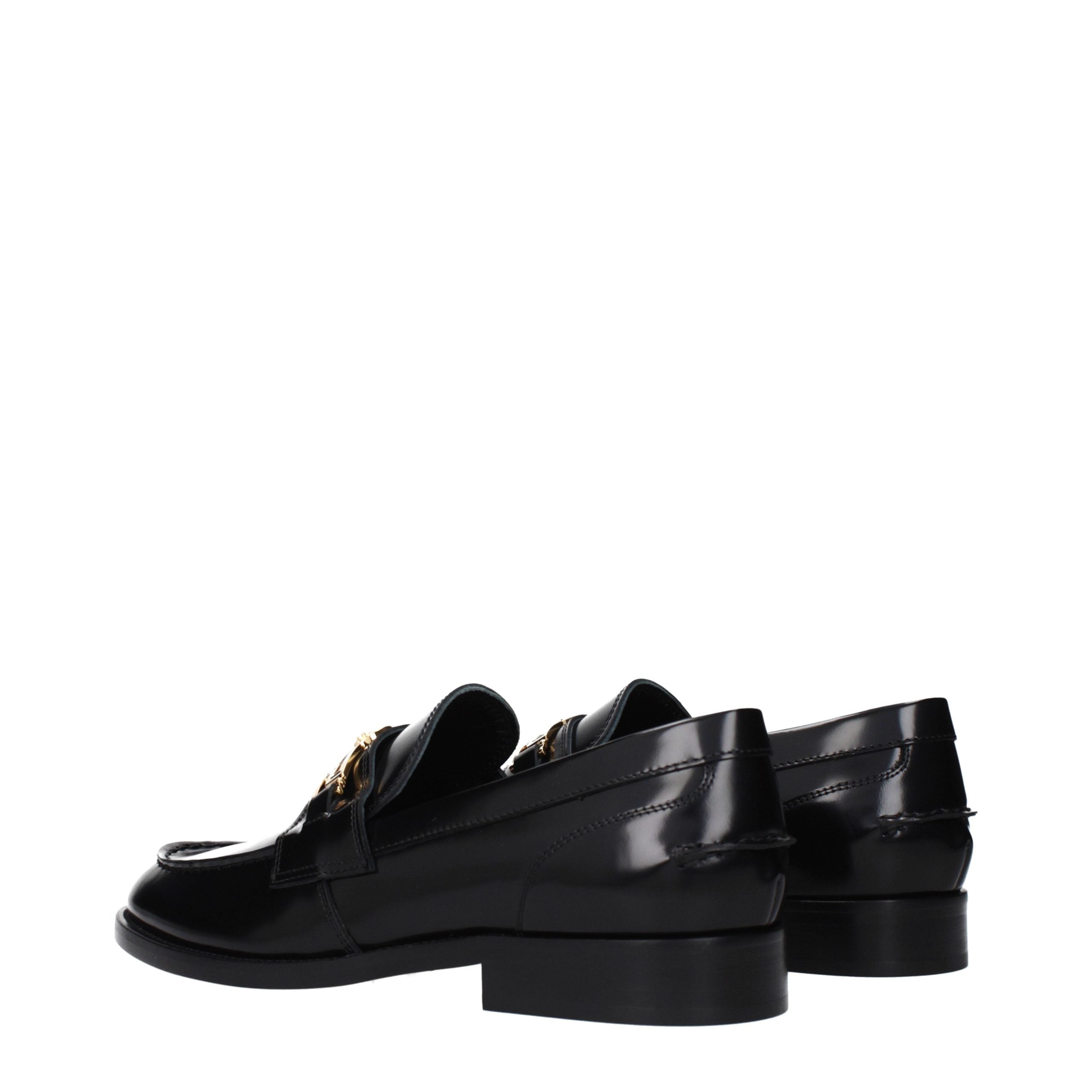 Versace Black Leather Slip-On Loafers