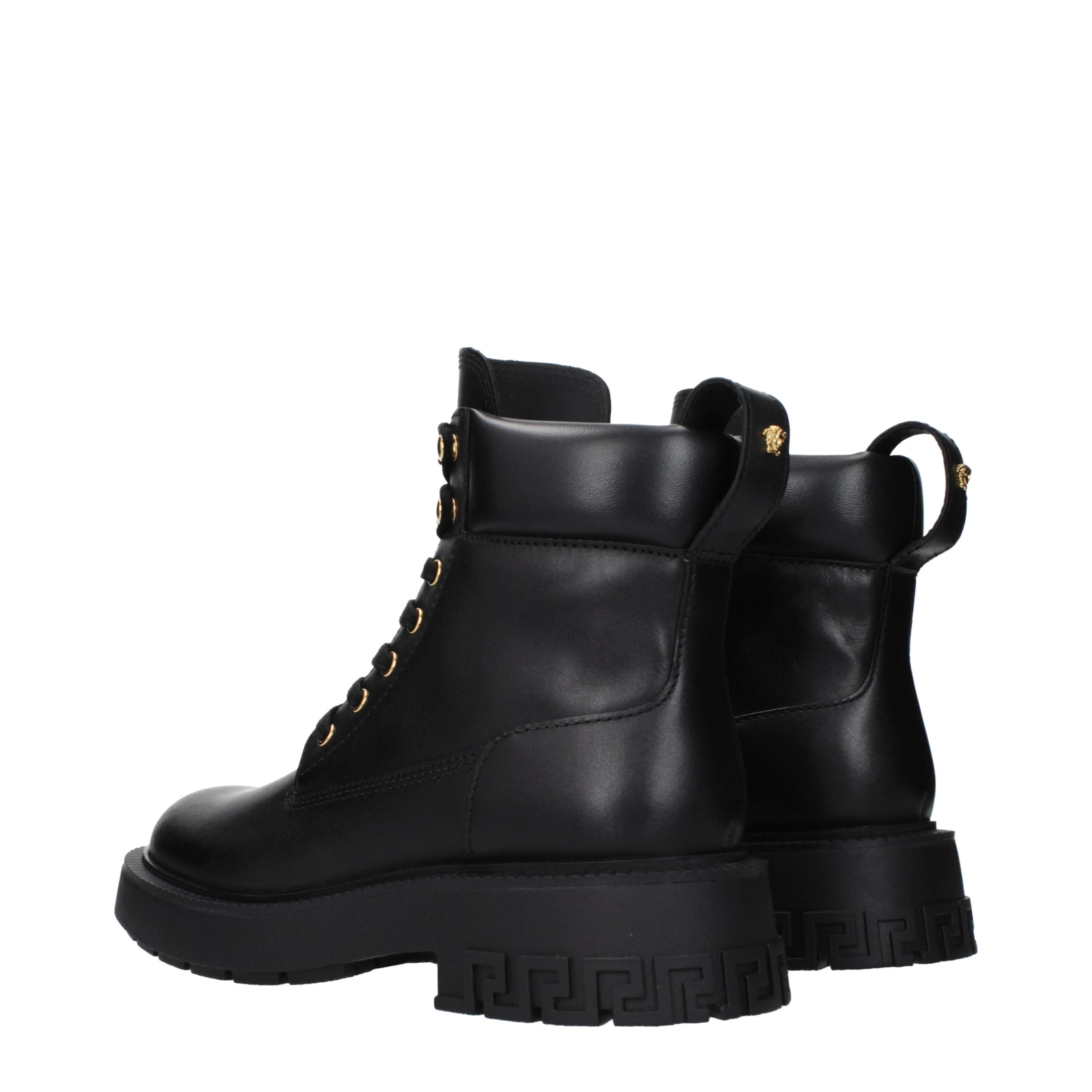 Versace Black Leather Ankle Boots