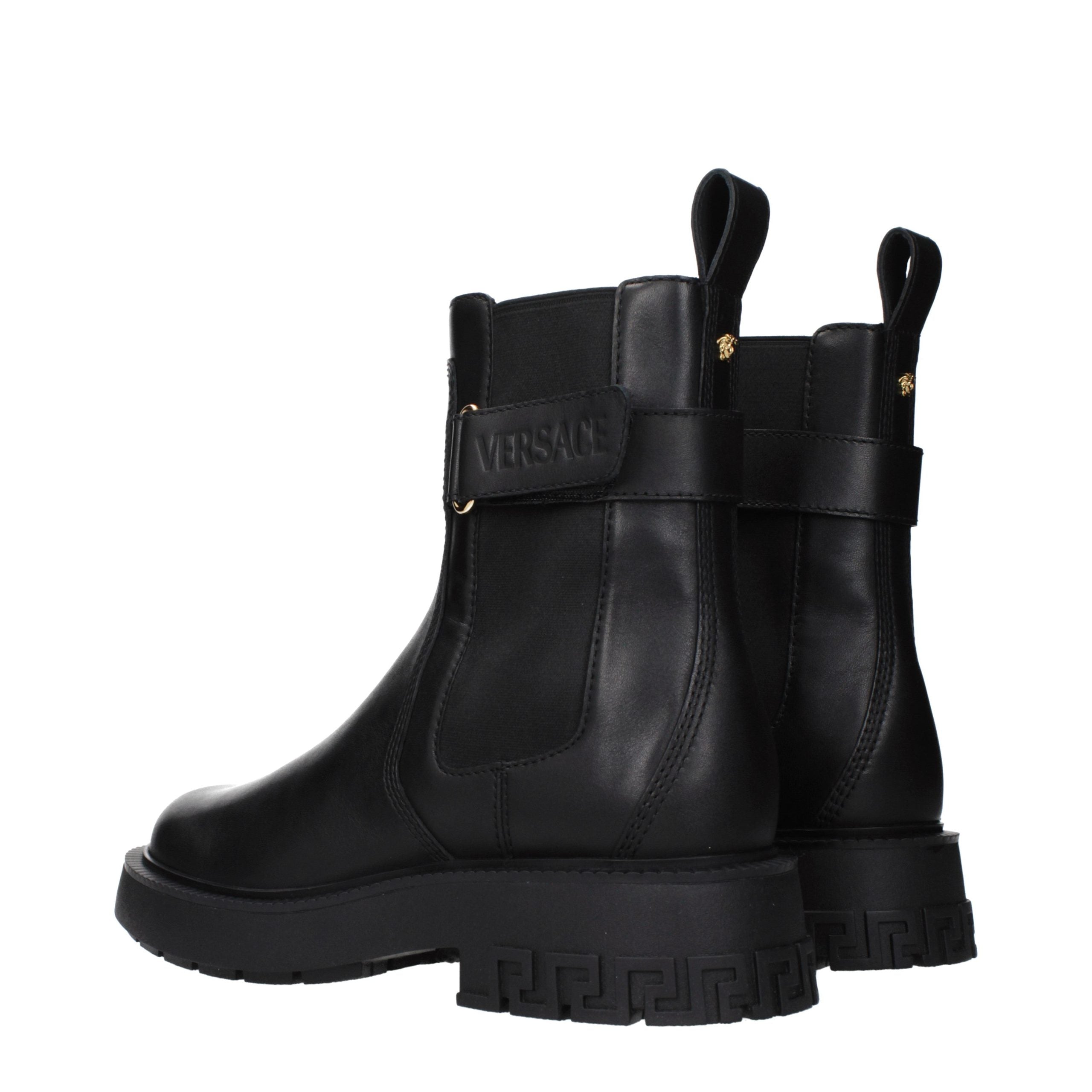 Versace Black Leather Ankle Boots