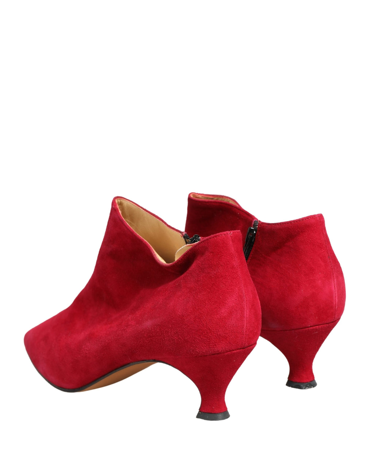 Dolce & Gabbana Red Suede Ankle Boots Shoes
