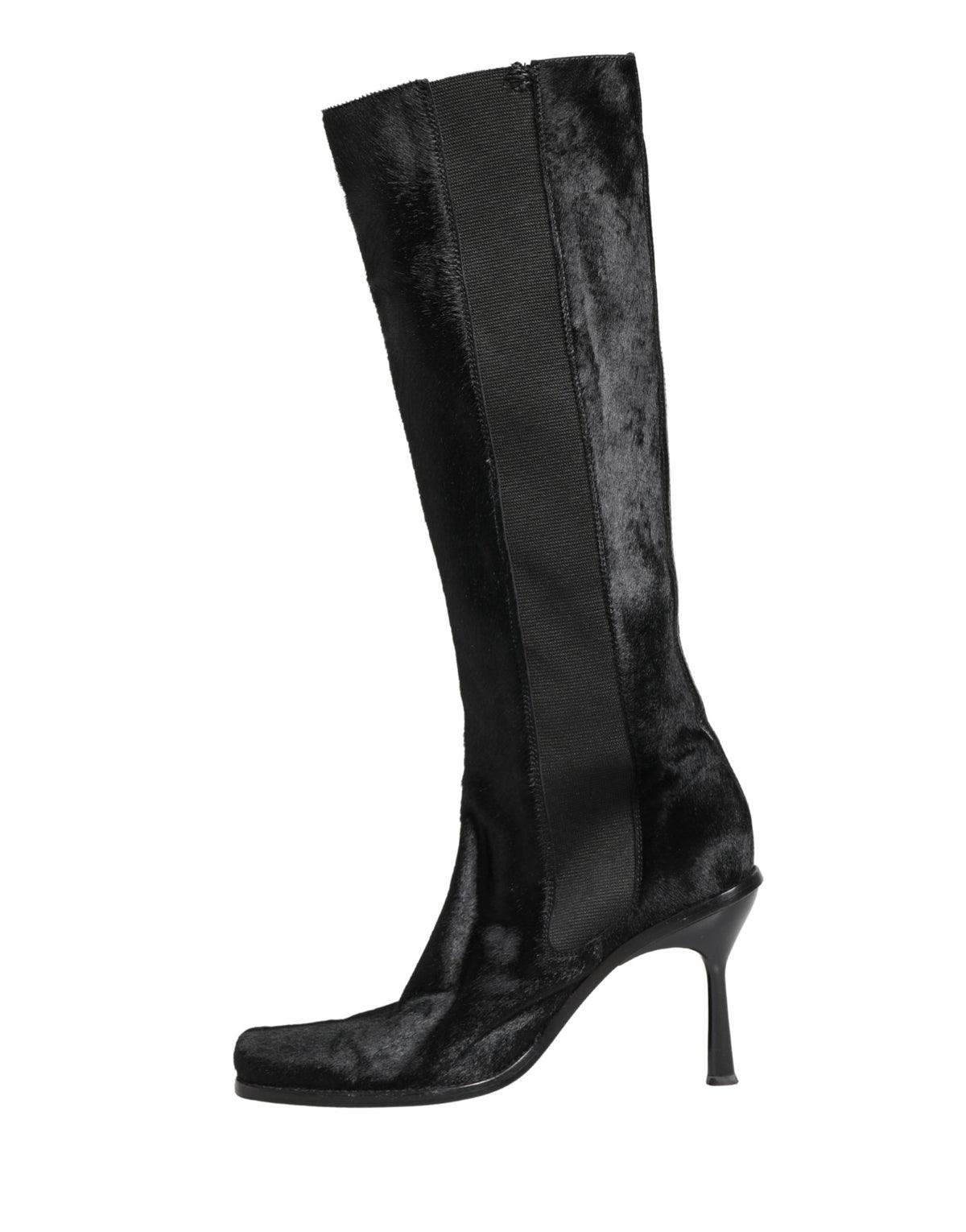 Dolce & Gabbana Black Suede Leather Knee High Boots Shoes