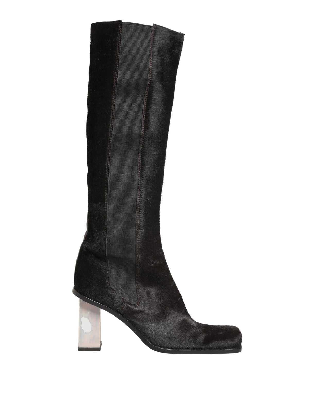 Dolce & Gabbana Black Suede Leather Knee High Boots Shoes
