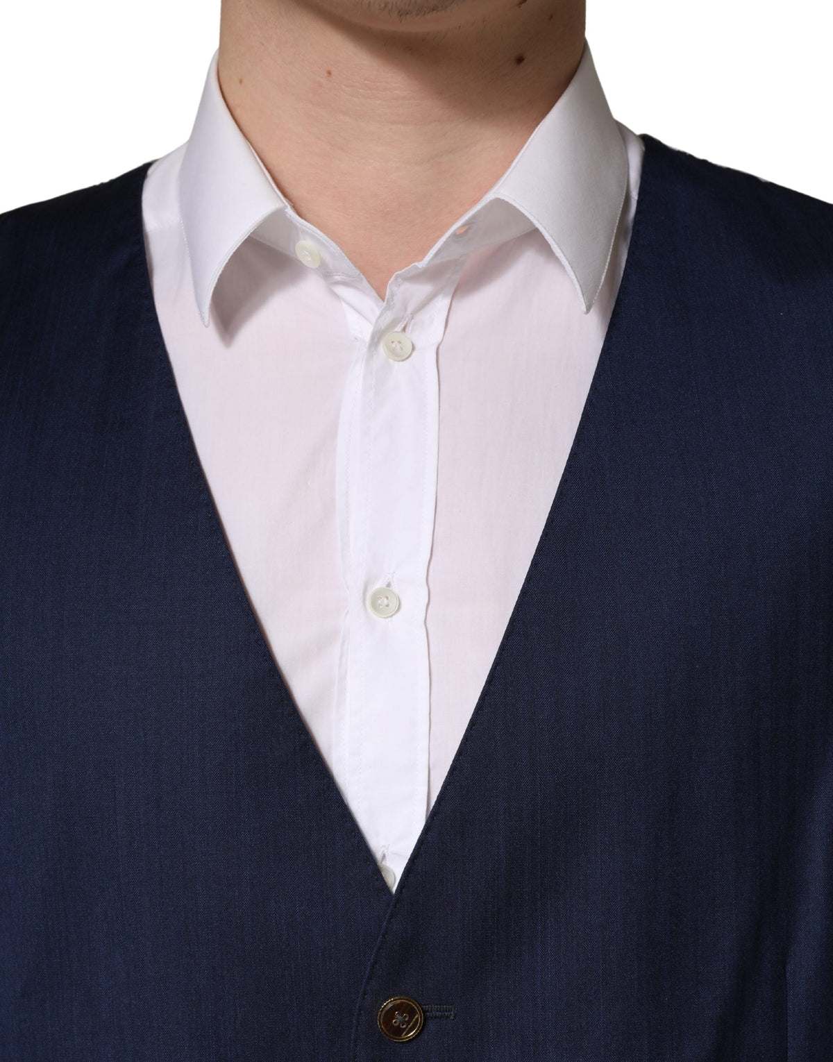 Dolce & Gabbana Navy Blue Wool Dress Formal Waistcoat Vest