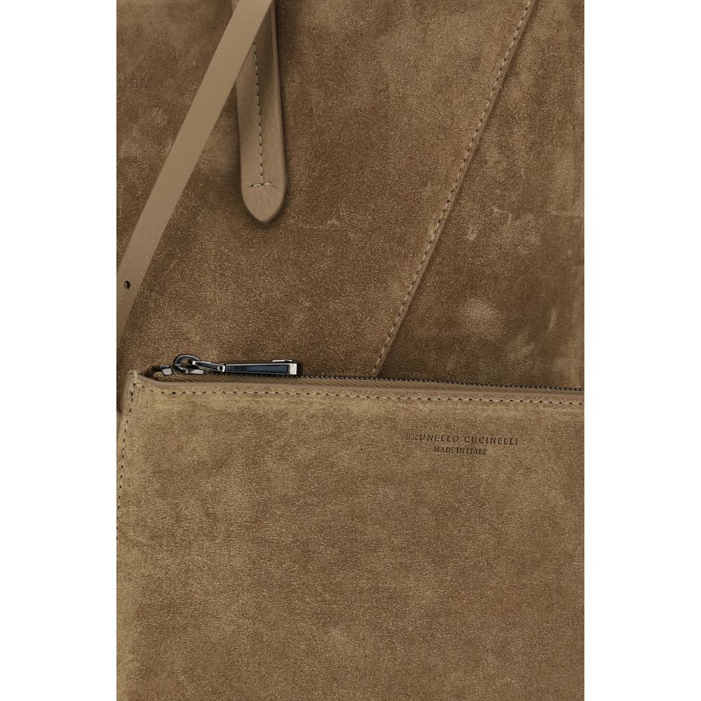 Brunello Cucinelli Beige Calf Leather Bos Taurus Shoulder Bag